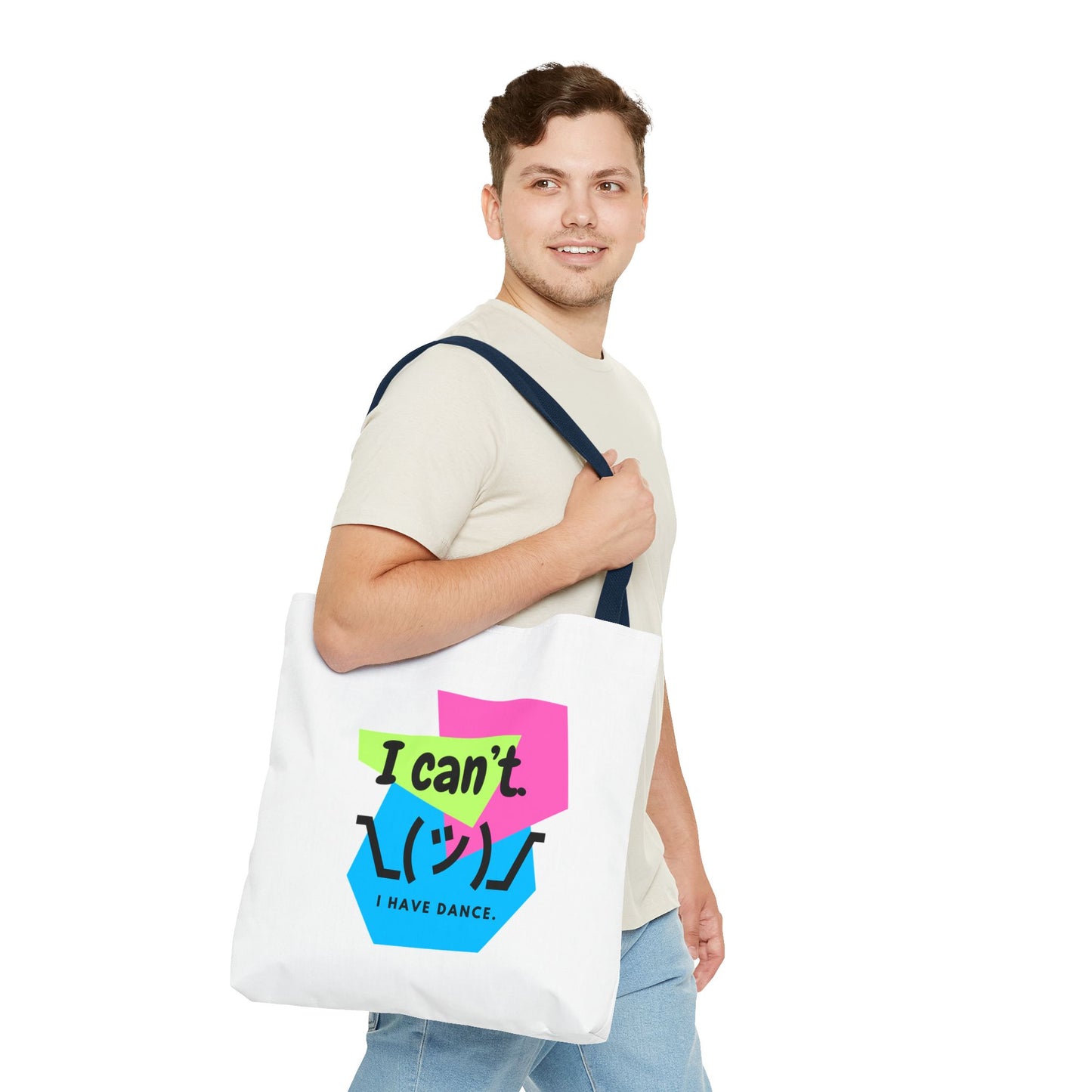 "I Can't. I Have Dance." – 80s Retro Emoji Canvas Tote Bag for Dancers | Funny Dance Quote Reusable Shoulder Bag