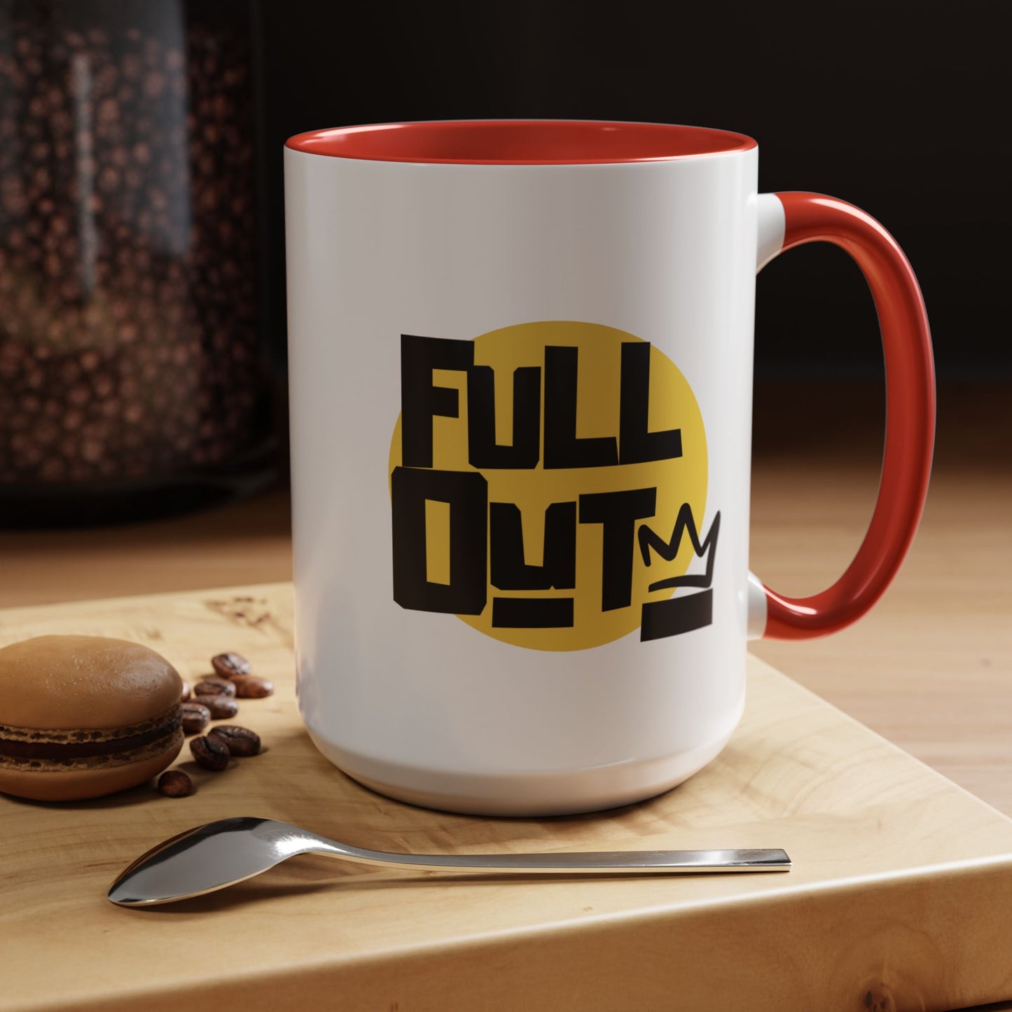 "Full Out" Accent Coffee Mug – Streetwear Dance Mug with Crown Graphic for Dancers