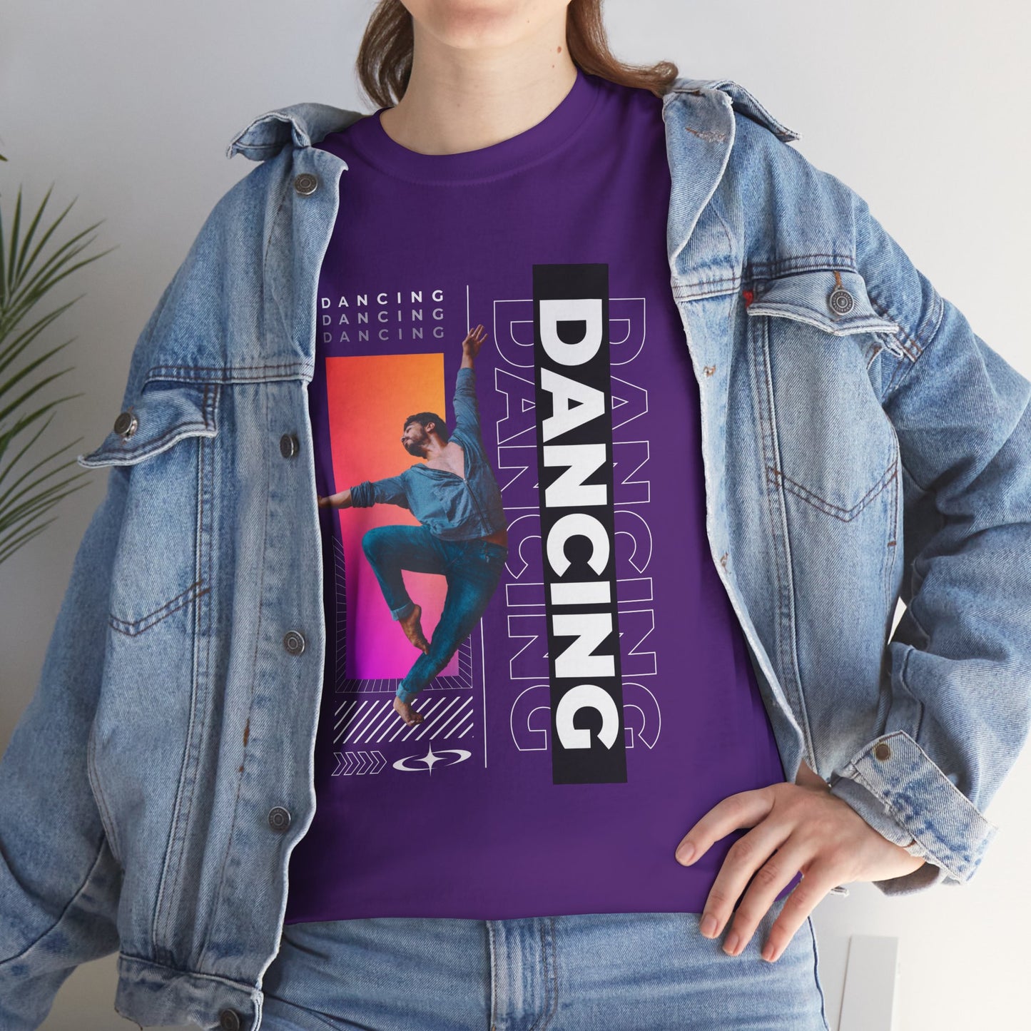 “Dancing” Streetwear-Inspired Male Dancer Unisex Heavy Cotton Tee – Urban Dance Graphic T-Shirt for Performers and Dance Lovers