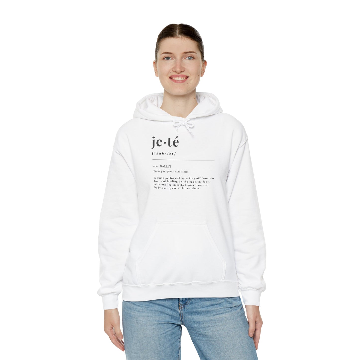 "Jeté" Definition Unisex Hoodie – Ballet-Themed Hoodie for Teens and Adults with Dance Term Definition and Personalized Sleeve Option