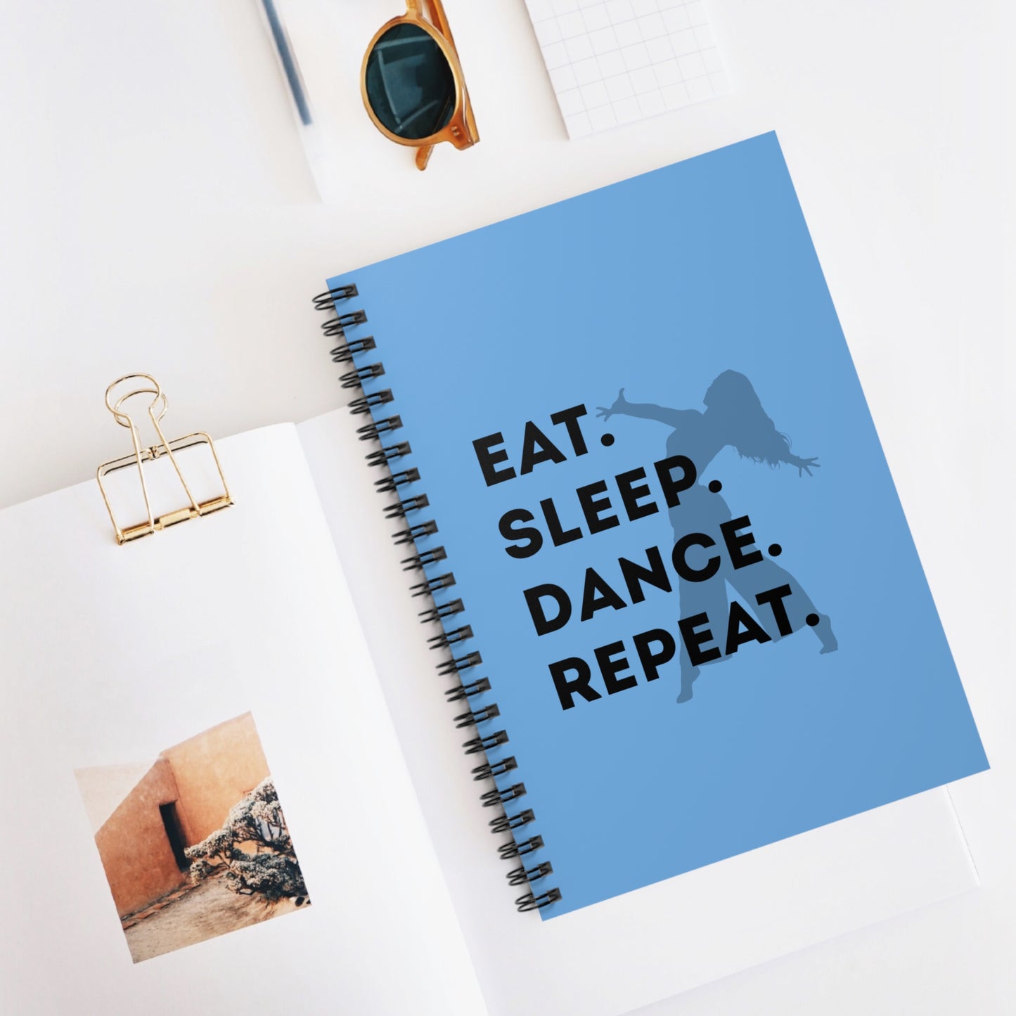 "Eat, Sleep, Dance, Repeat" Spiral Notebook – Bold Dancer Graphic Journal for Dance Lovers, Students & Choreographers