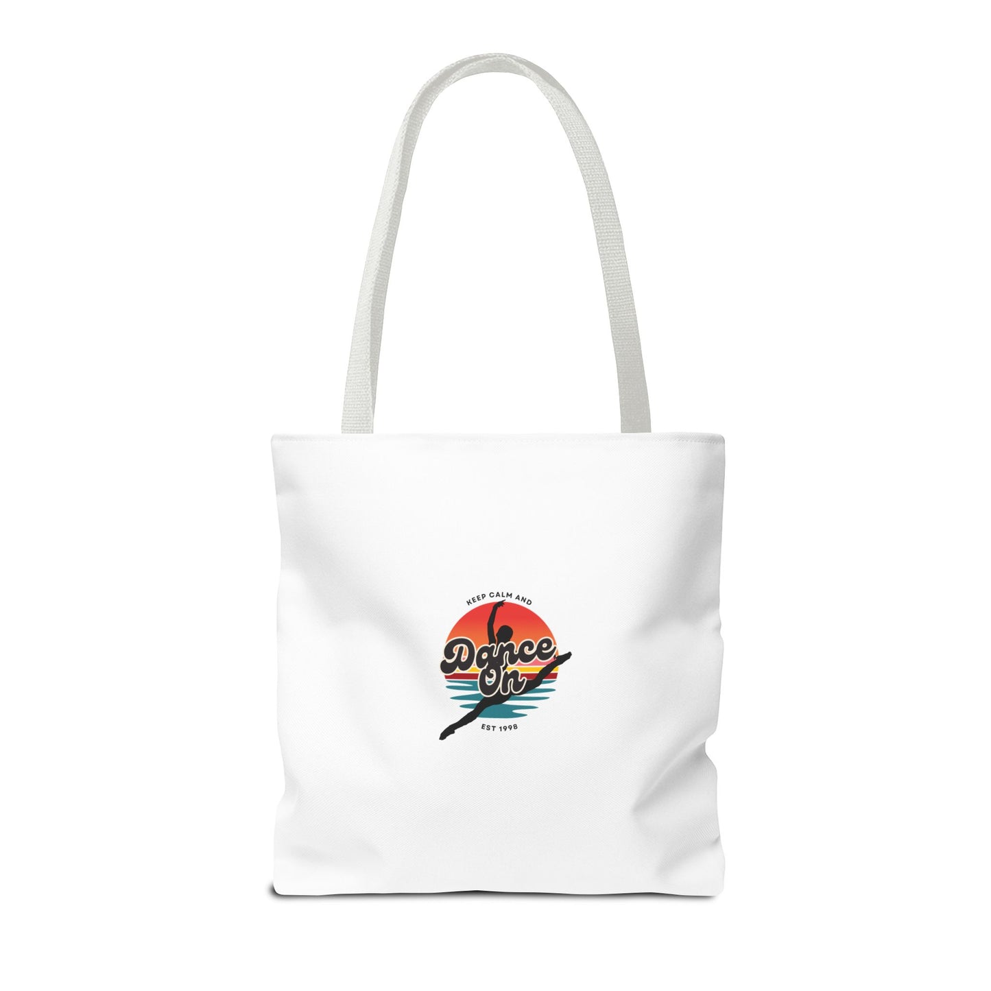 "Keep Calm and Dance On" Canvas Tote Bag – Retro Dance Graphic, Durable Shopping & Everyday Dance Bag