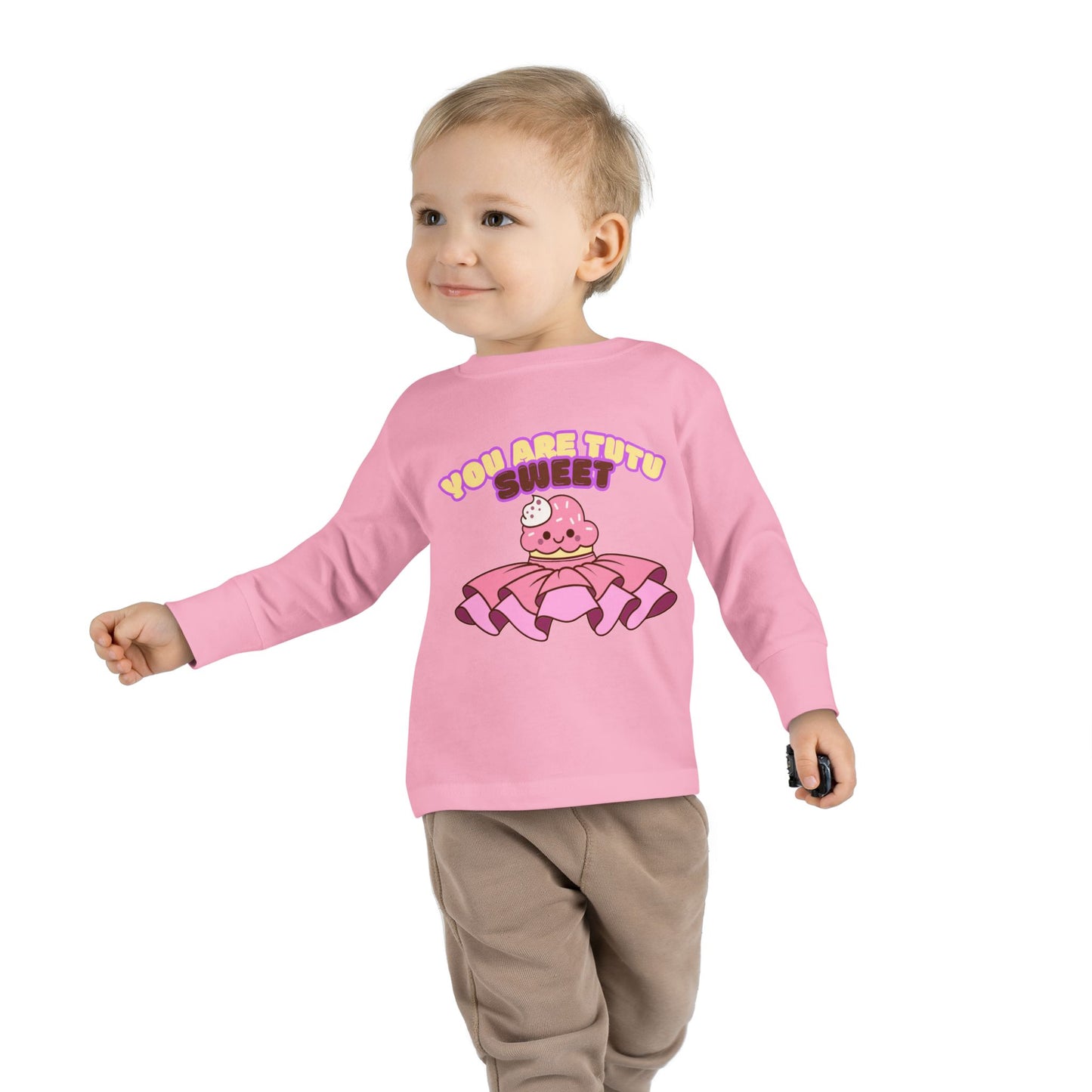 "You Are Tutu Sweet" Toddler Dance T-Shirt – Kawaii Cupcake in Tutu Graphic Long Sleeve Tee for Kids