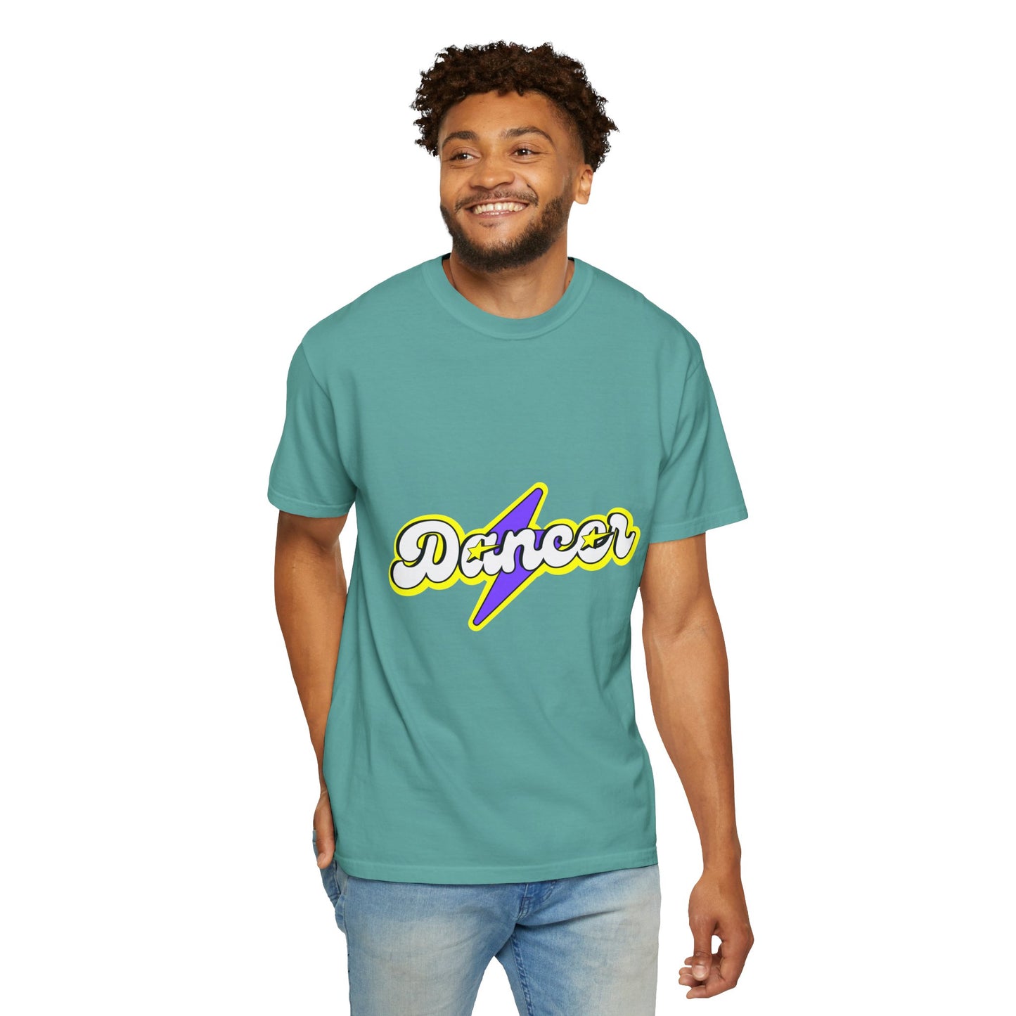 "Dancer" Unisex Garment-Dyed T-Shirt – Superhero-Style Bold Graphic Tee – Dance Power Shirt for Performers & Movers