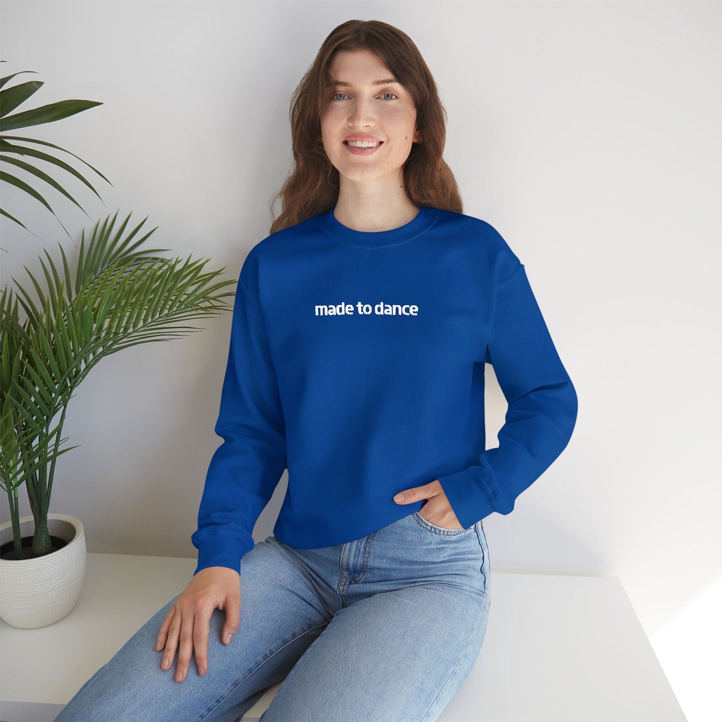 “Made to Dance" Unisex Heavy Blend™ Crewneck Sweatshirt – Embroidered Dance-Inspired Pullover for Adults & Kids