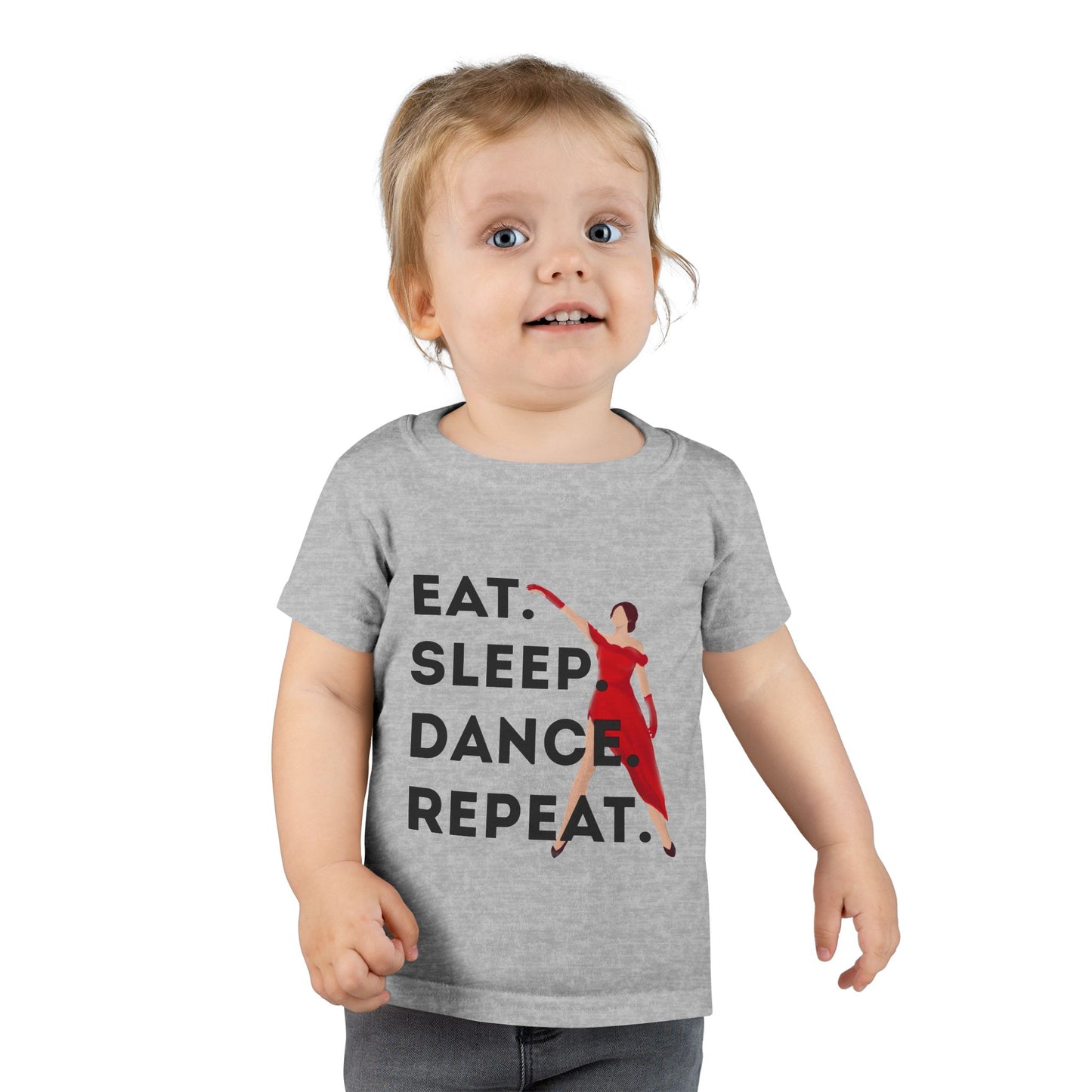 "Eat Sleep Dance Repeat" Toddler T-Shirt – Bold Dancer Graphic Tee for Kids – Short Sleeve Dance Shirt for Toddlers