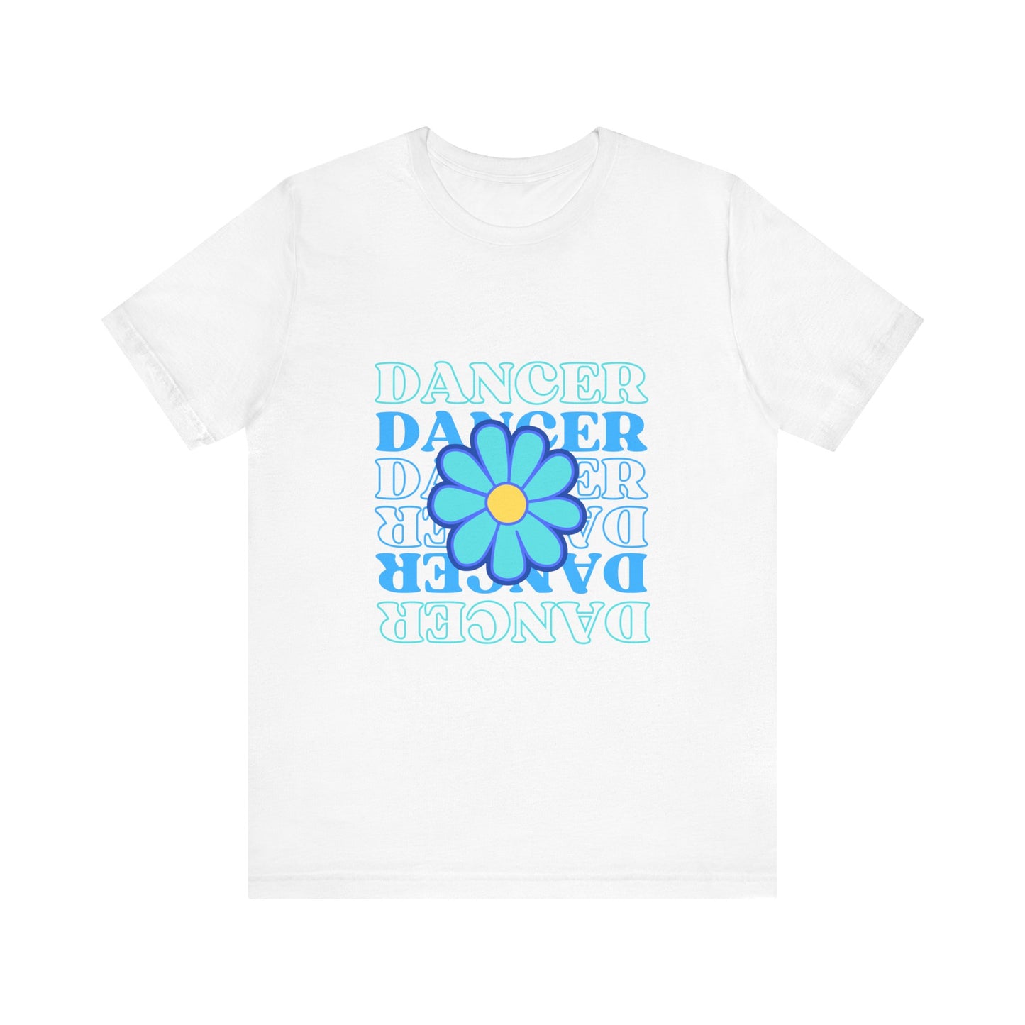 "Dancer" Unisex Jersey Short Sleeve T-Shirt – Floral Text Graphic Dance Tee – Soft Lightweight Ballet & Studio Style Shirt
