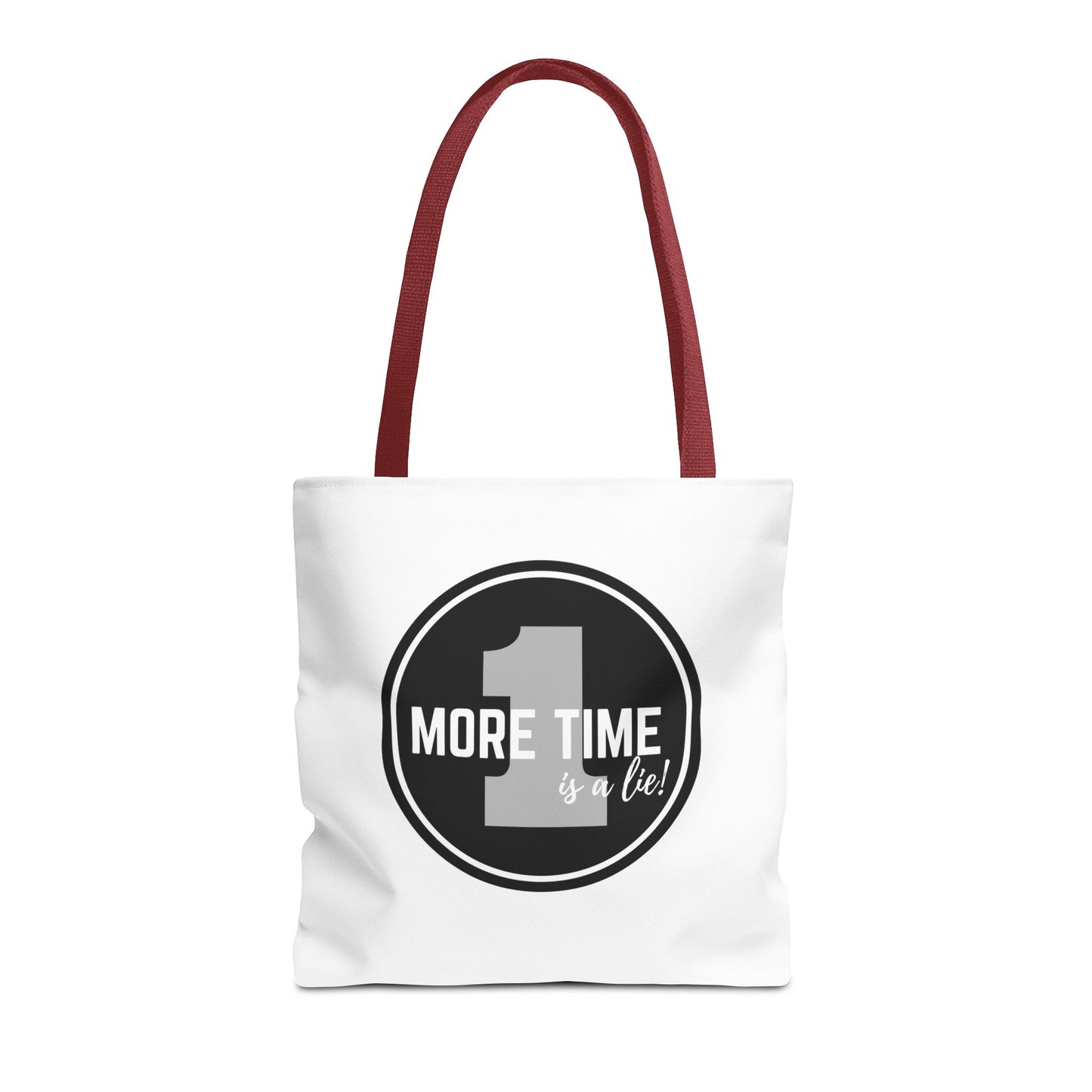 "One More Time is a Lie" Dance Tote Bag – Bold Emblem Graphic Canvas Bag for Dancers, Rehearsals & Everyday Use