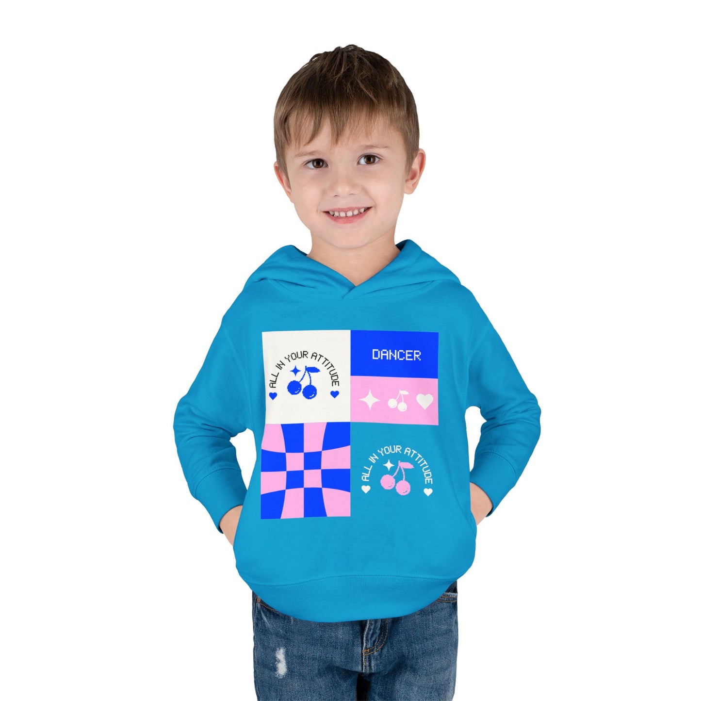 "Dancer – All in Your Attitude" Toddler Pullover Hoodie – Retro Dance Graphic Fleece Sweatshirt for Kids