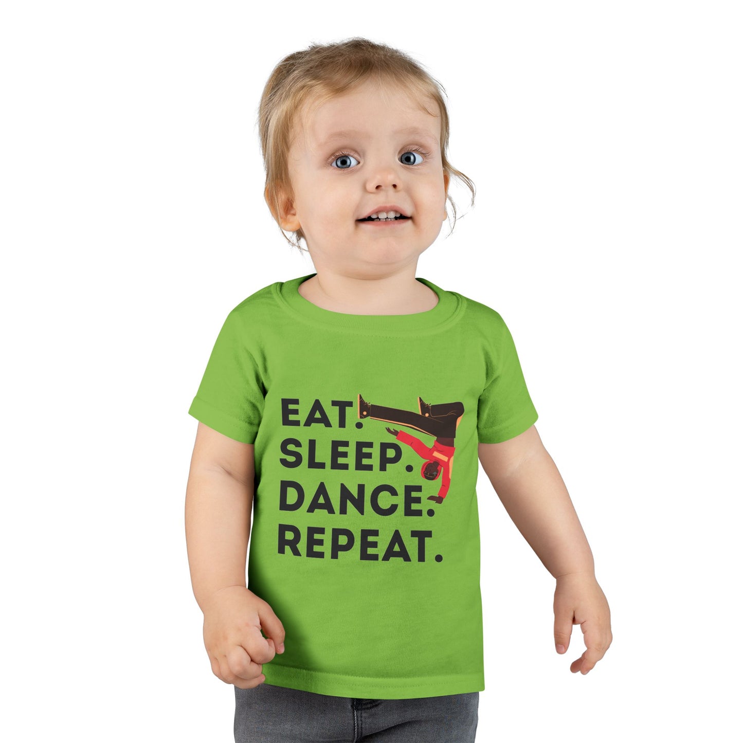 "Eat, Sleep, Dance, Repeat" Toddler Dance T-Shirt – Bold B-Boy Graphic Short Sleeve Tee for Kids
