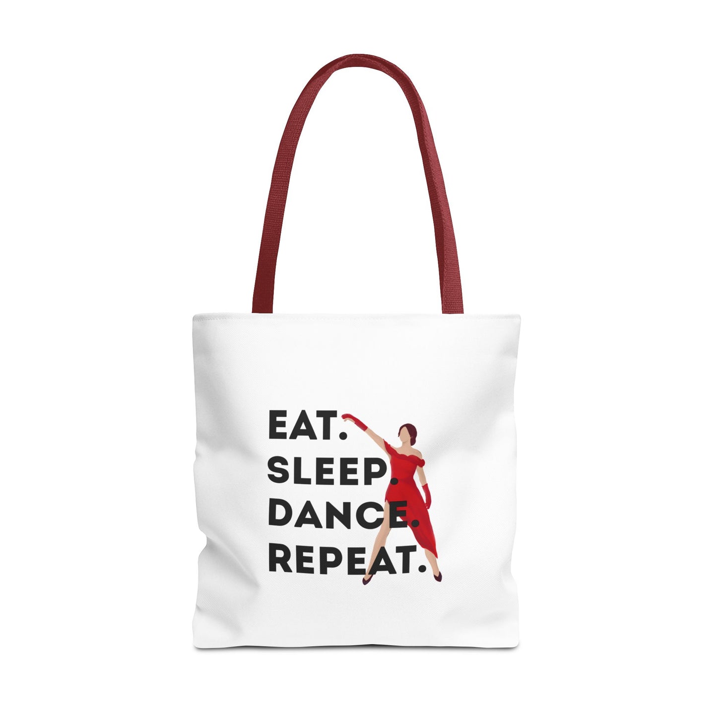 "Eat Sleep Dance Repeat" Canvas Tote Bag – Bold Dancer Graphic Dance Bag for Studio, School & Everyday Use
