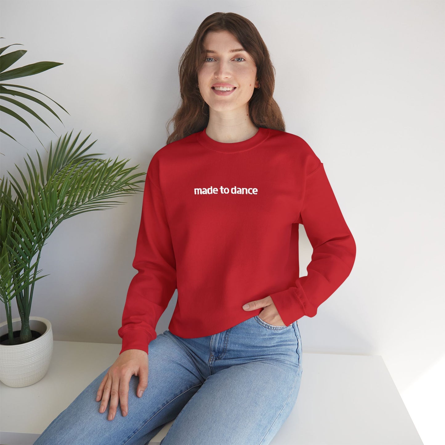 “Made to Dance" Unisex Heavy Blend™ Crewneck Sweatshirt – Embroidered Dance-Inspired Pullover for Adults & Kids