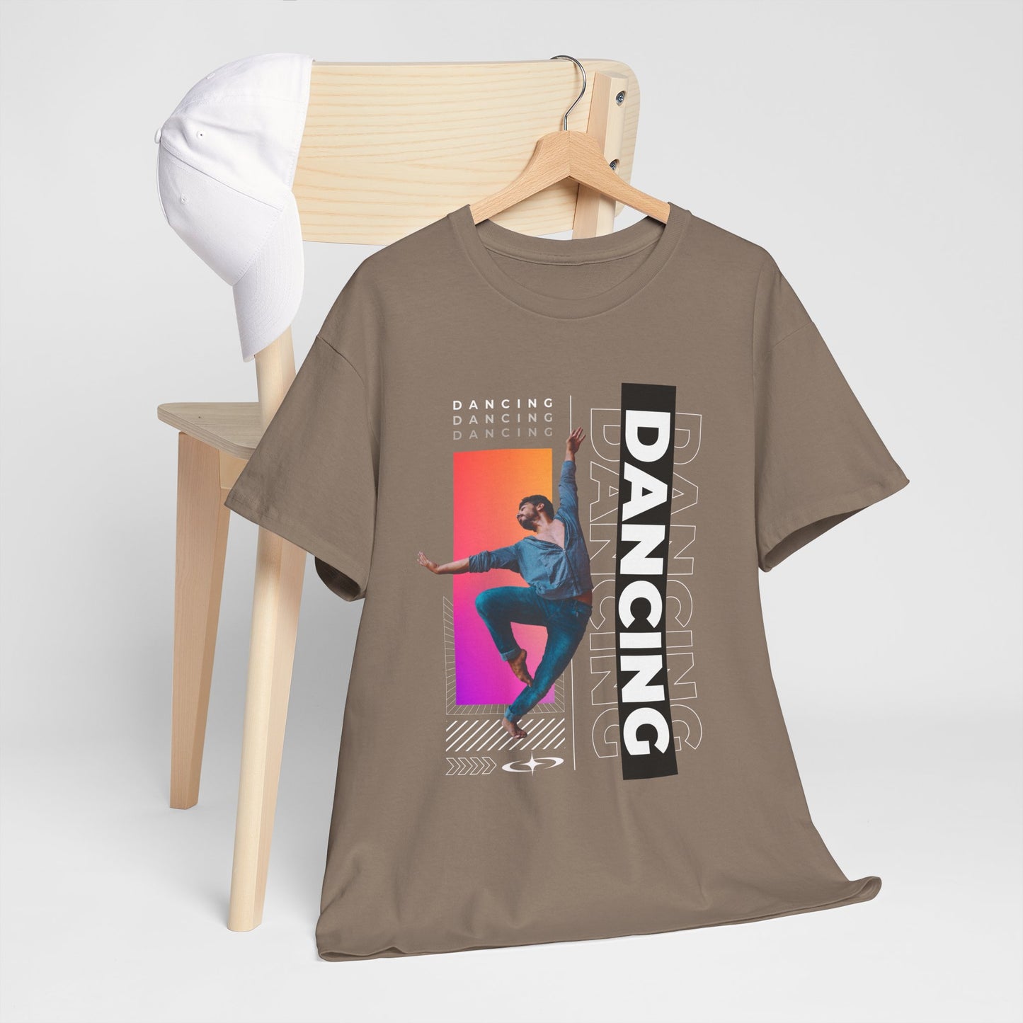 “Dancing” Streetwear-Inspired Male Dancer Unisex Heavy Cotton Tee – Urban Dance Graphic T-Shirt for Performers and Dance Lovers