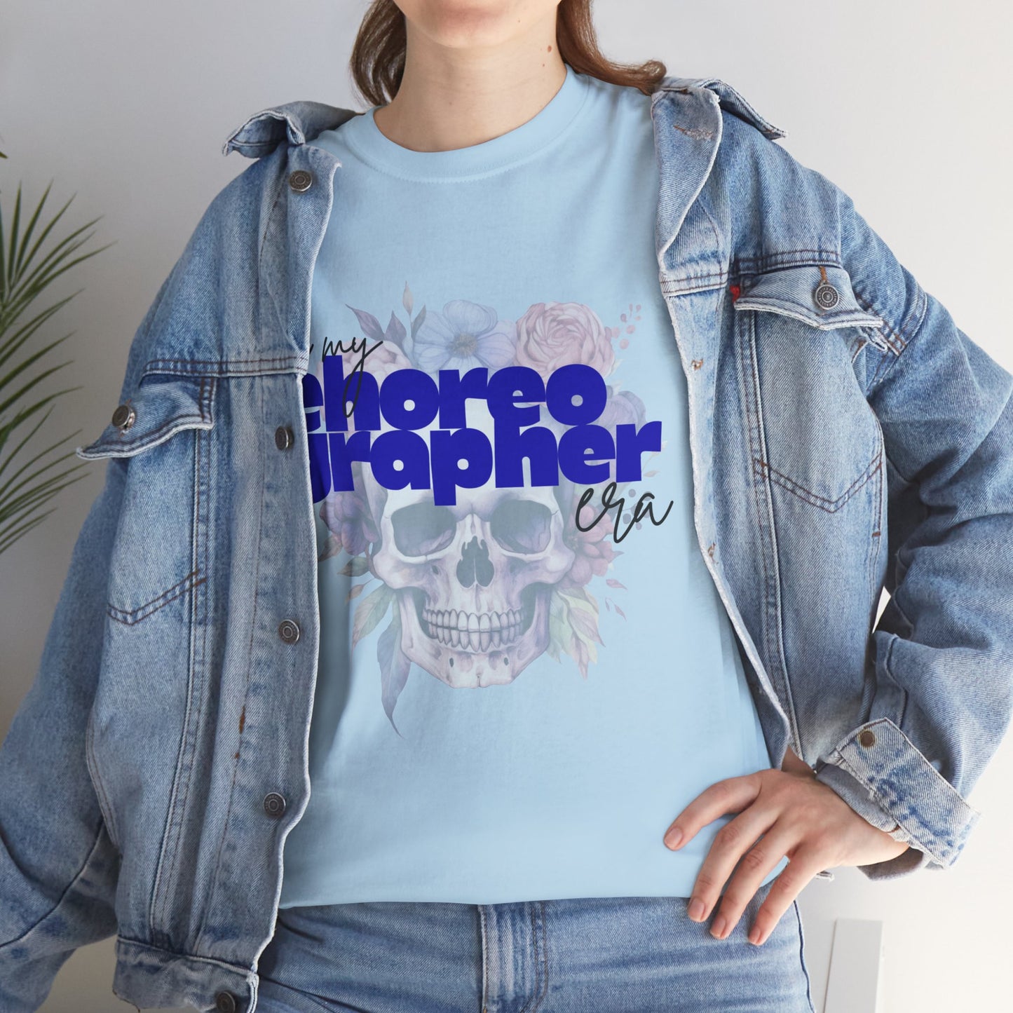 "In My Choreographer Era" Skull Floral Tee – Unisex Heavy Cotton Dance T-Shirt with Cool Gothic Graphic