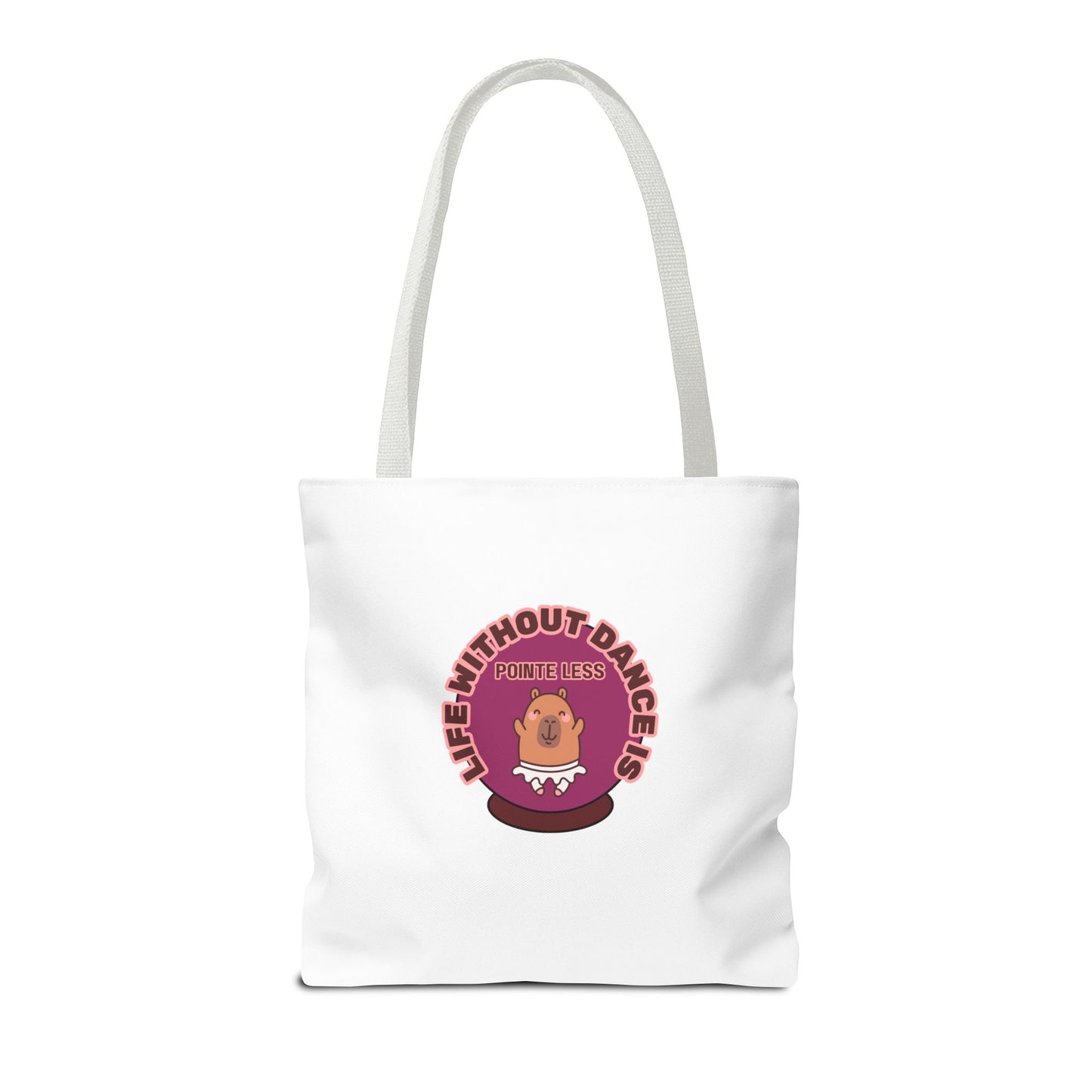 "Life Without Dance Is Pointeless" Capybara Canvas Tote Bag – Funny Dance Pun Tote for Dancers & Animal Lovers