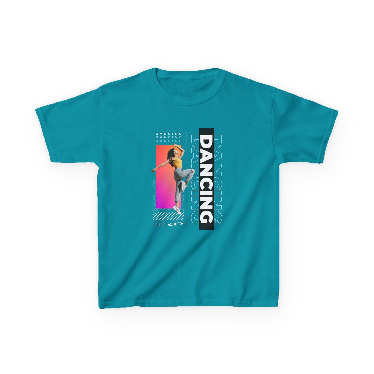 "Dancing" Youth Short Sleeve T-Shirt – Streetwear-Inspired Design with Female Dancer Graphic – Trendy Dance Apparel for Kids