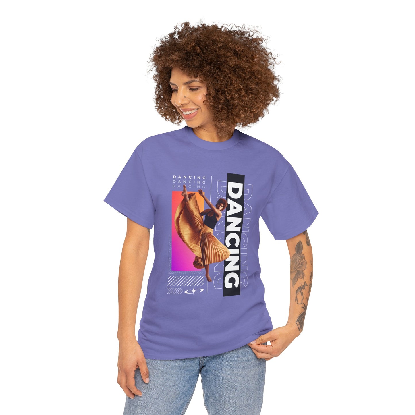 “Dancing” Streetwear-Inspired Female Dancer Unisex Heavy Cotton Tee – Urban Dance Graphic T-Shirt for Performers and Dance Lovers