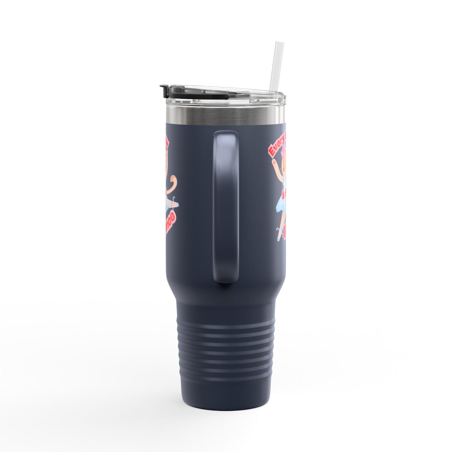 “Every Meow & Then I Dance” Adorable Dancing Cat Graphic | Cute Cat Dance Tumbler for Ballet Lovers & On-the-Go Coffee Enthusiasts - 40oz Insulated Travel Mug