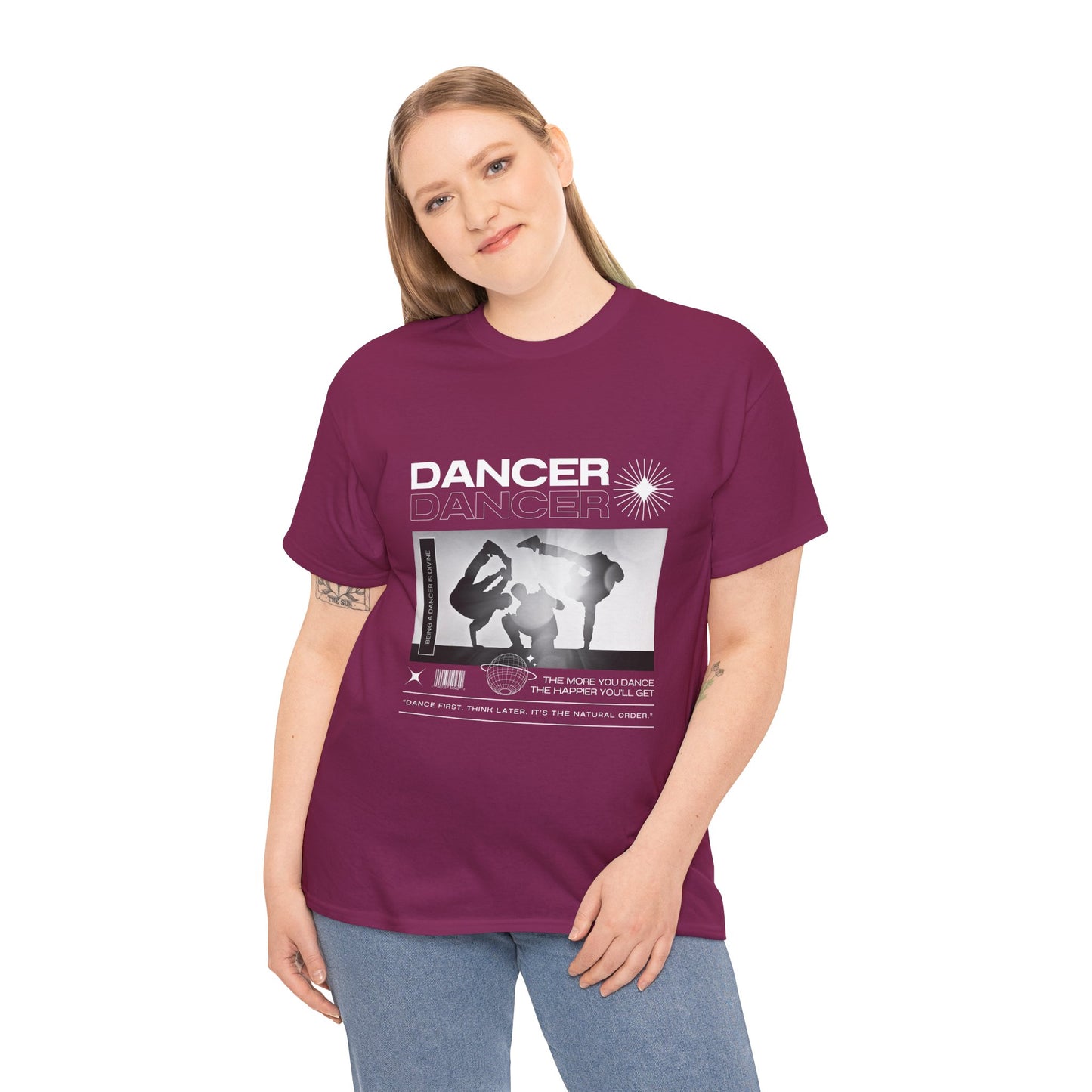 “Dancer” Graphic with Breakdancer Streetwear-Inspired Design | Hip-Hop Dance T-Shirt for Men & Women | Unisex Heavy Cotton Tee
