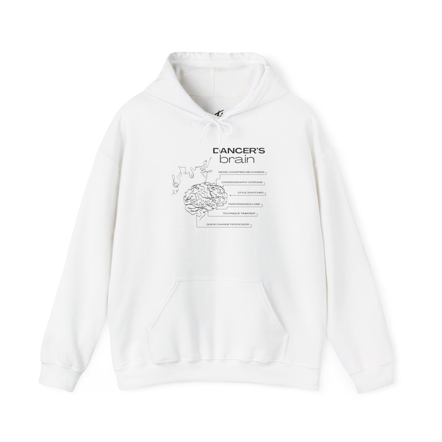 "Dancer’s Brain" Unisex Hoodie – Funny Dance-Themed Hoodie for Teens and Adults with Personalization Option and Cute Dancer Brain Graphic