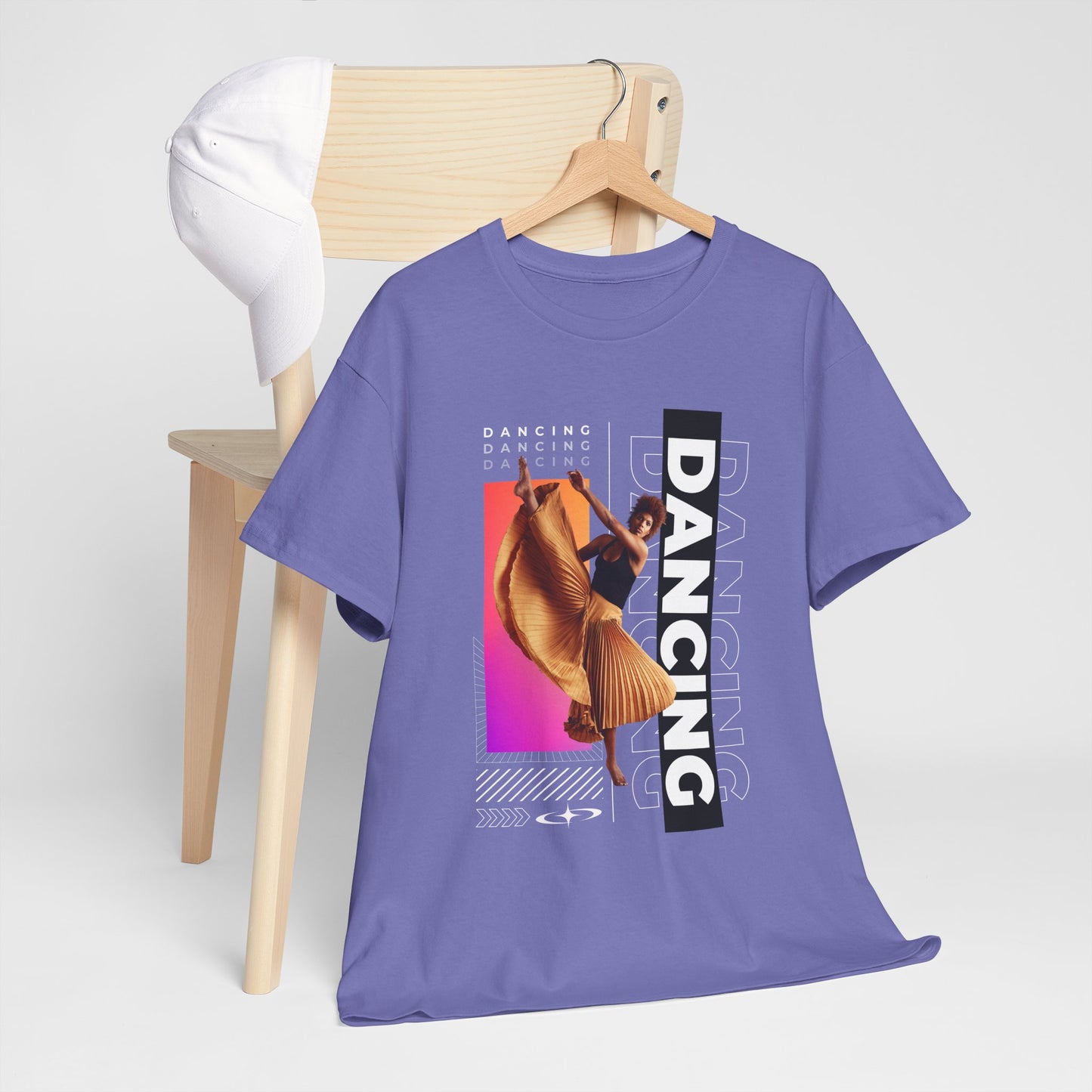 “Dancing” Streetwear-Inspired Female Dancer Unisex Heavy Cotton Tee – Urban Dance Graphic T-Shirt for Performers and Dance Lovers