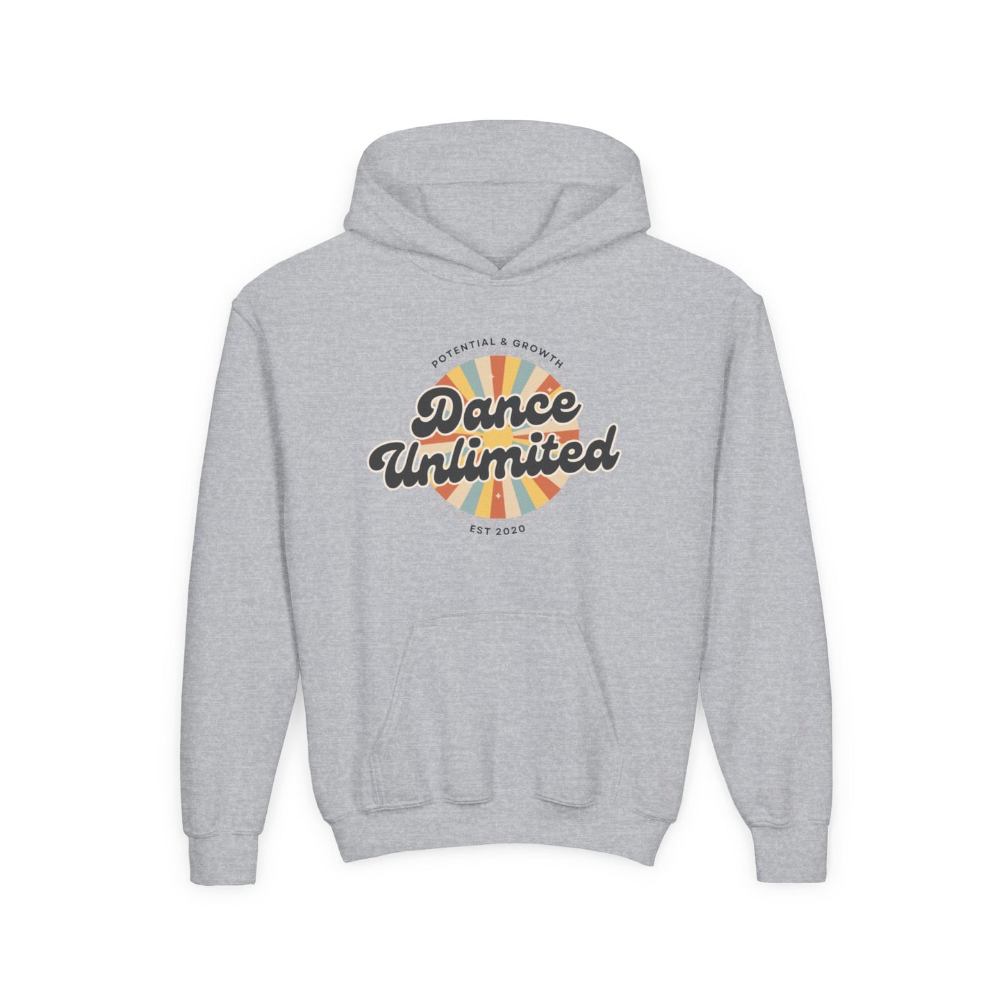 "Dance Unlimited - Potential & Growth" Youth Hooded Sweatshirt – Retro Dance Graphic Hoodie for Kids and Teens