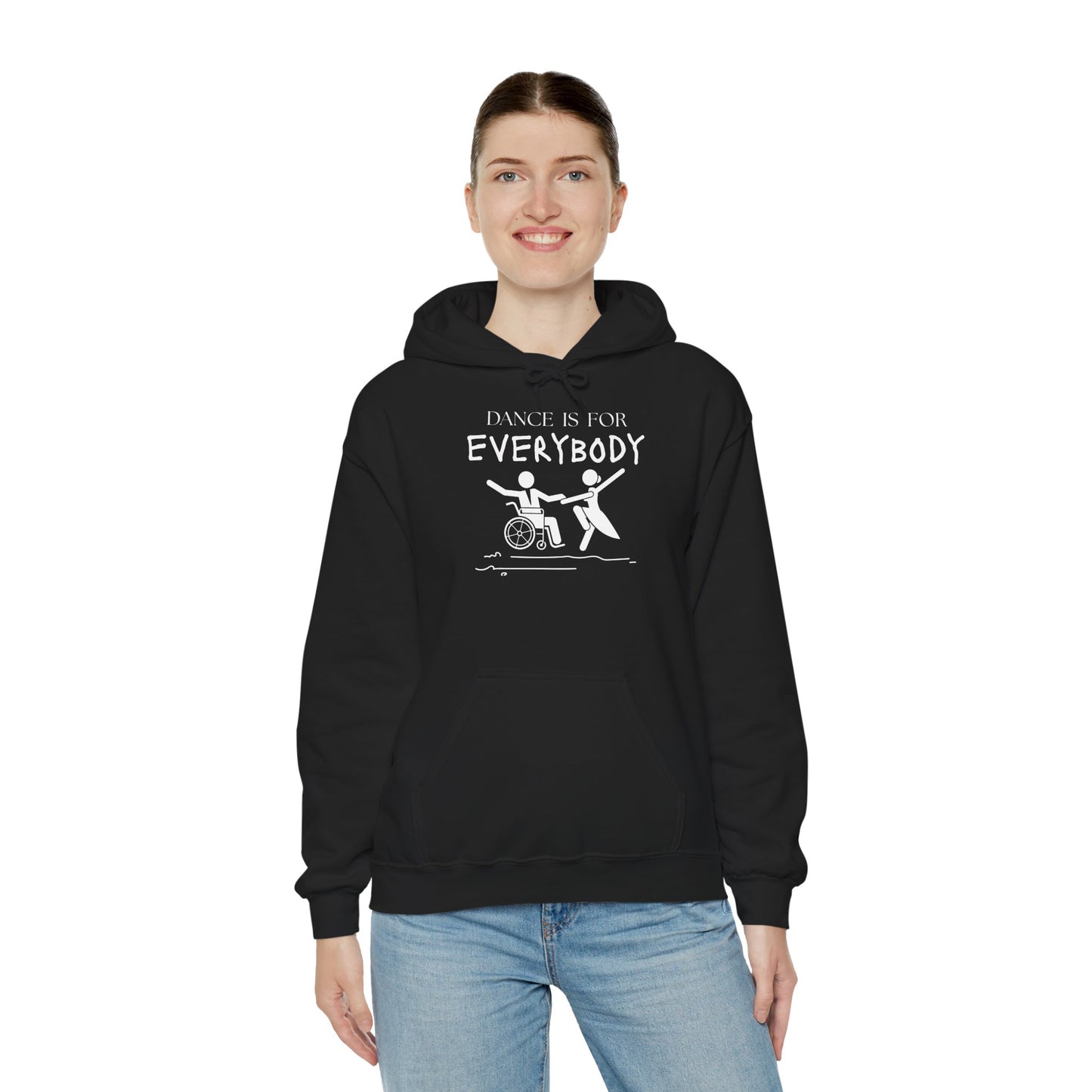 "Dance Is for Everybody" Unisex Hoodie – Inclusive Dance-Themed Hoodie for Teens and Adults with Personalization Option on Sleeve
