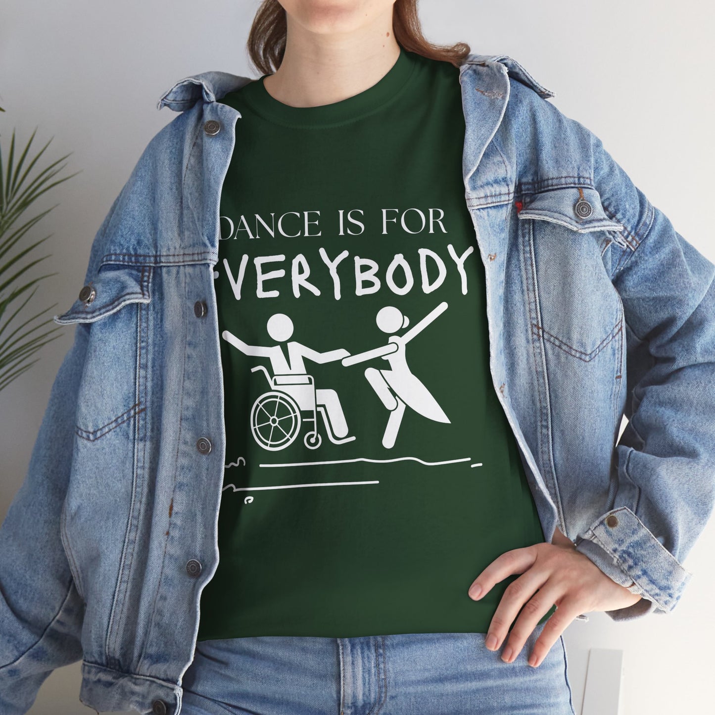 “Dance Is for Everybody” Inclusive Dance T-Shirt – Unisex Heavy Cotton Tee with Optional Back Personalization (Name or Studio)