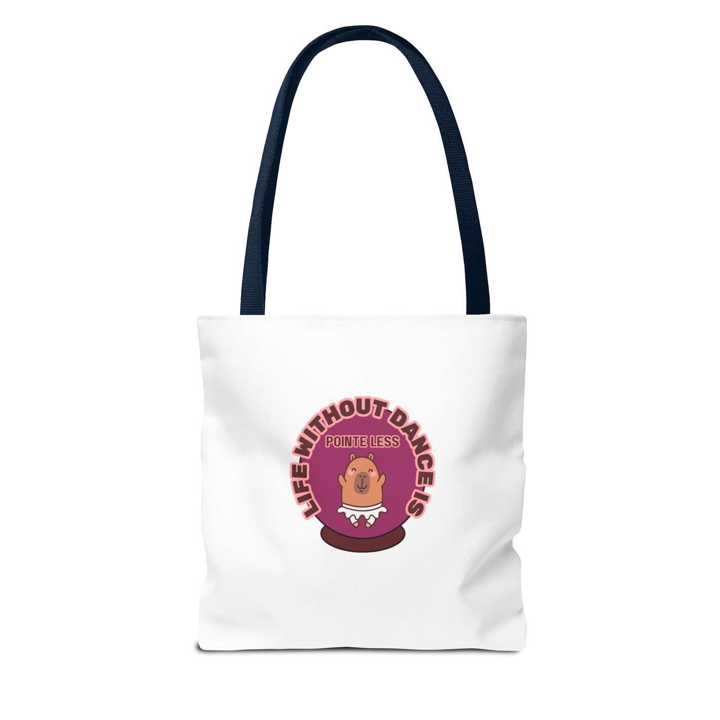 "Life Without Dance Is Pointeless" Capybara Canvas Tote Bag – Funny Dance Pun Tote for Dancers & Animal Lovers