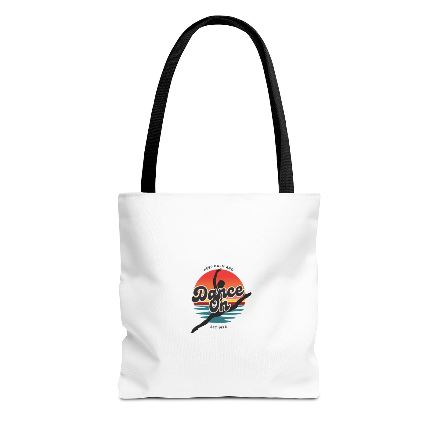 "Keep Calm and Dance On" Canvas Tote Bag – Retro Dance Graphic, Durable Shopping & Everyday Dance Bag