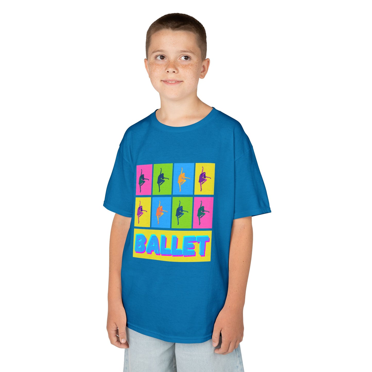 "Ballet" Youth Short Sleeve T-Shirt – Pop Art Inspired Design with Ballet Dancer Graphics – Dance Apparel for Kids