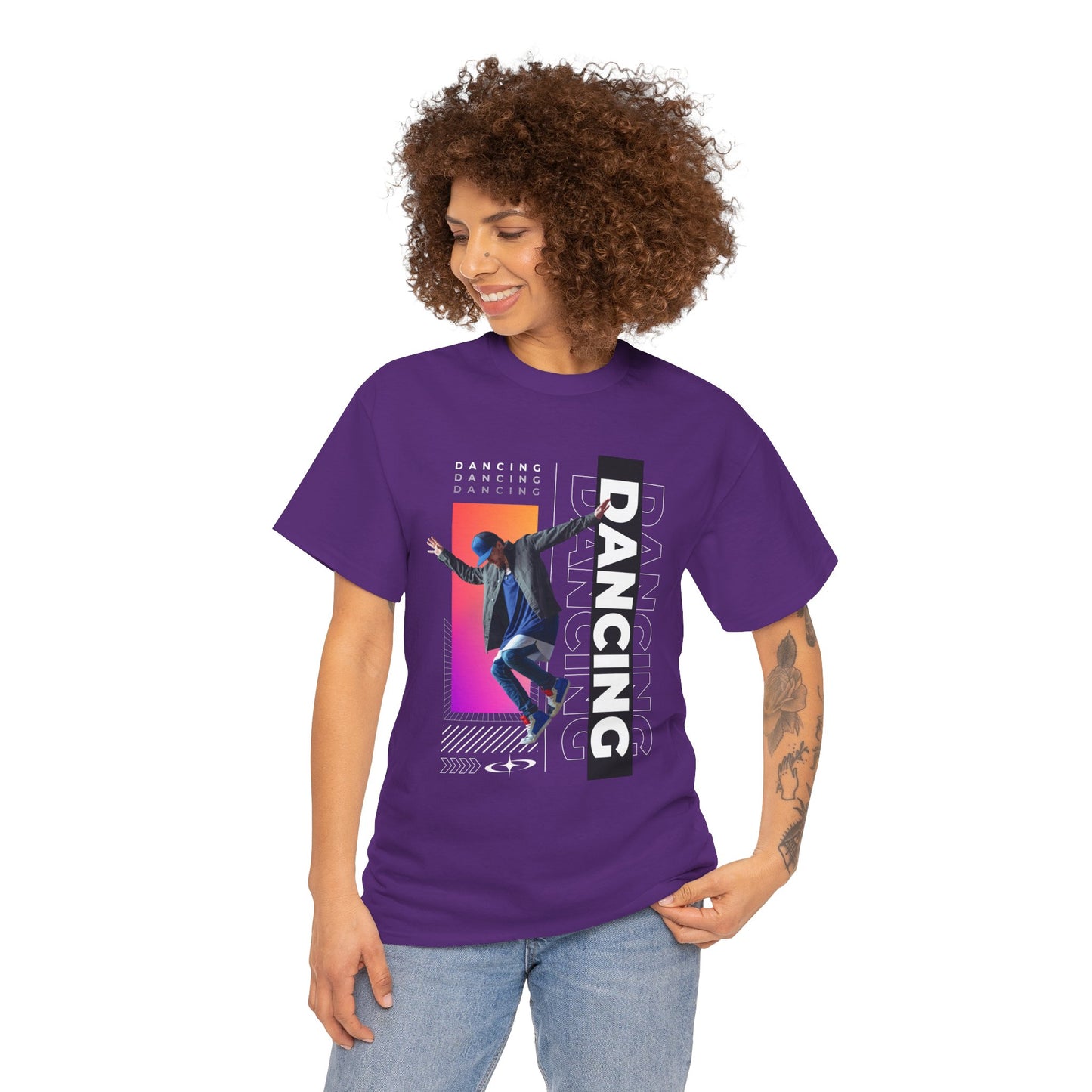 “Dancing” Streetwear-Inspired Male Dancer Unisex Heavy Cotton Tee – Urban Dance Graphic T-Shirt for Performers and Dance Lovers