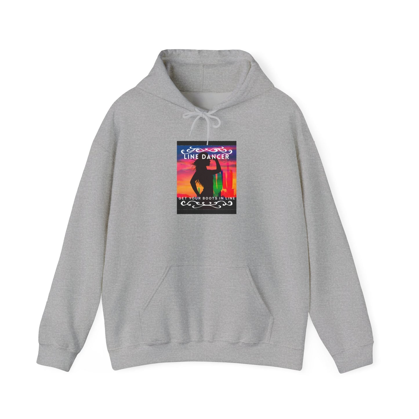 "Line Dancer, Get Your Boots in Line" Western-Inspired Graphic – Unisex Heavy Blend™ Hooded Sweatshirt
