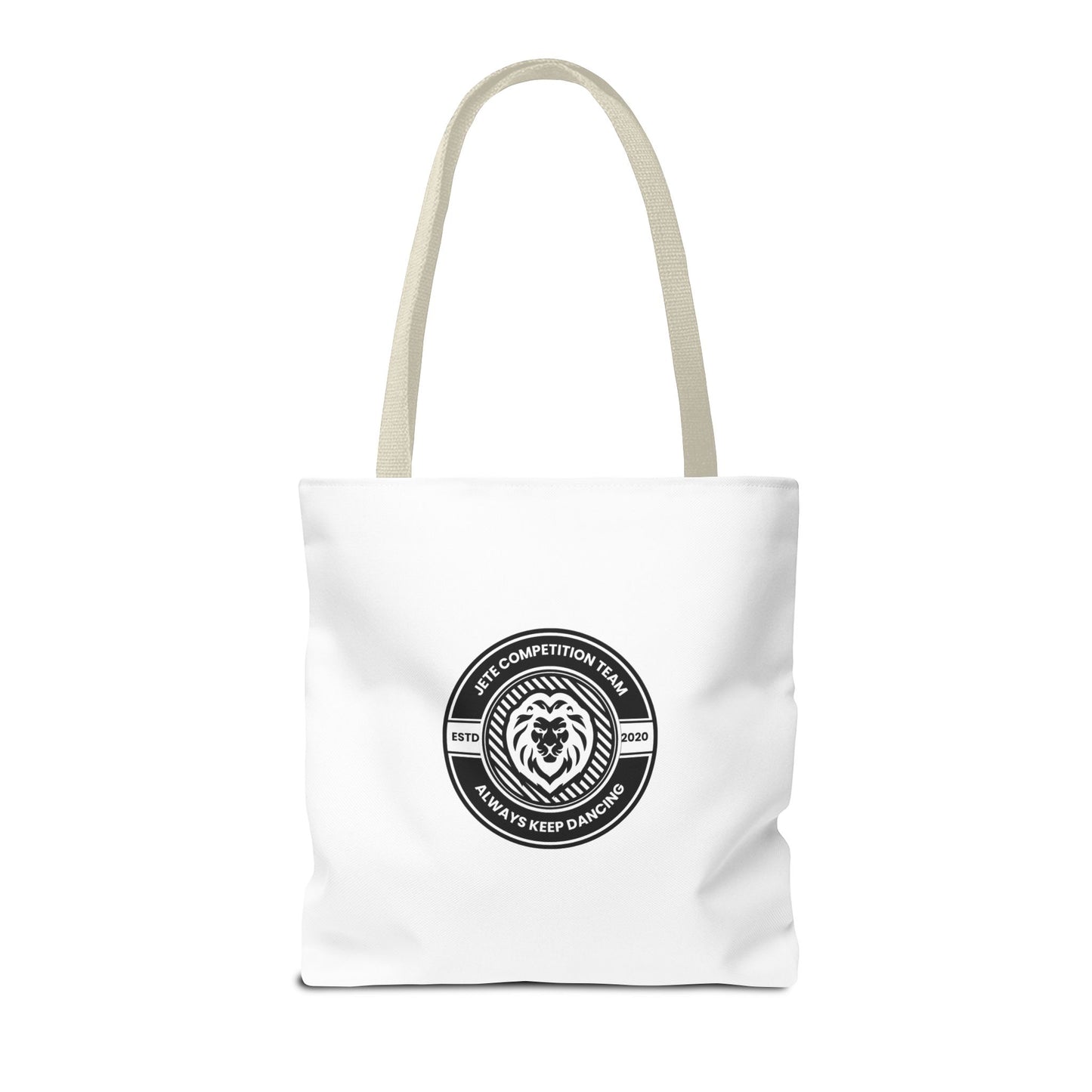 "Jeté Competition Team, Always Keep Dancing" Canvas Tote Bag – Collegiate Dance Team Logo | Reusable Dance Bag for Dancers, Rehearsals & Competitions