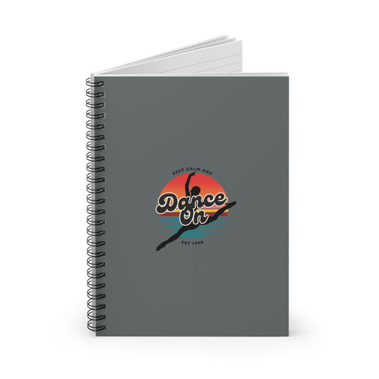 "Keep Calm and Dance On" Spiral Notebook – Retro Dance Journal with Colorful Graphic for Dancers, Students & Creative Writers