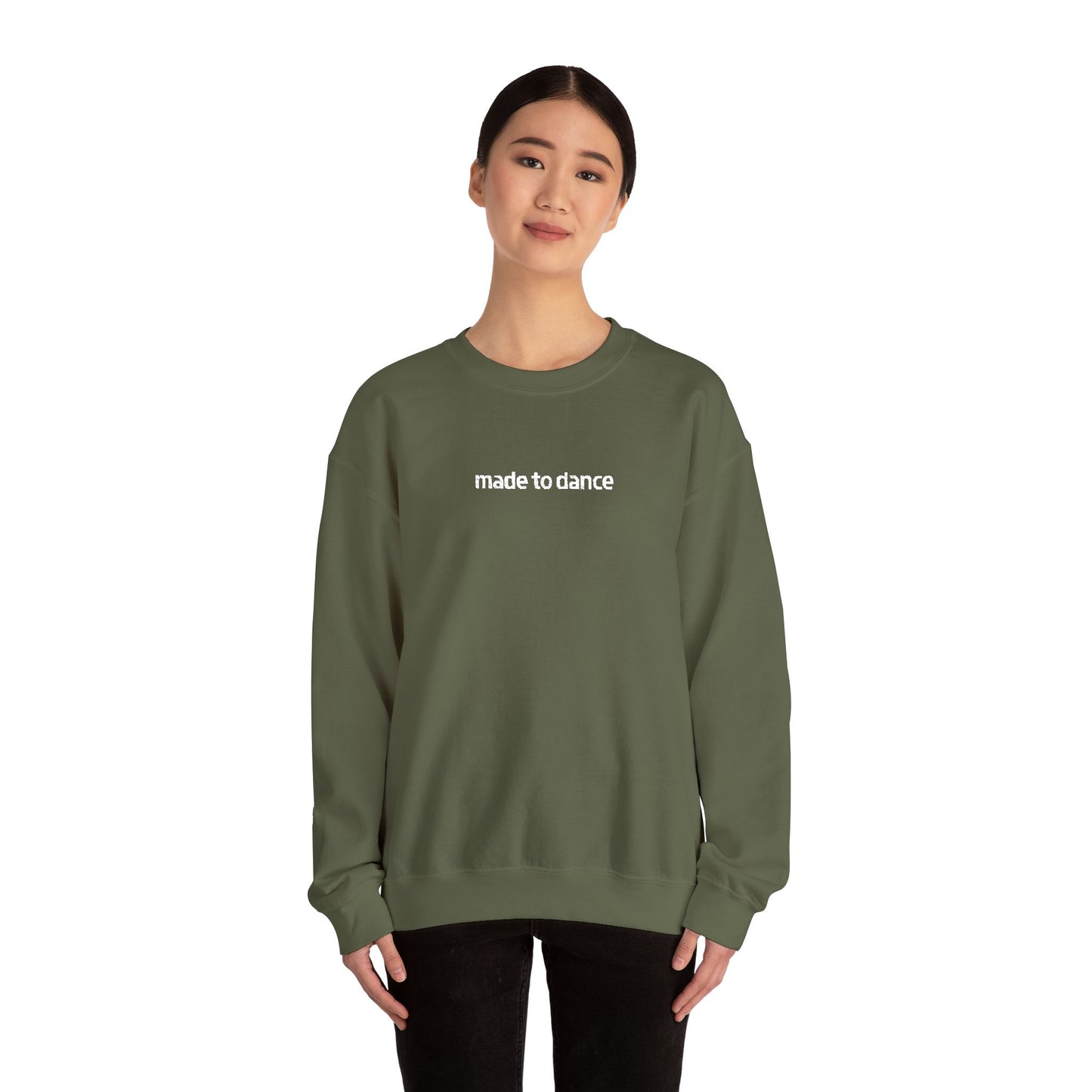 “Made to Dance" Unisex Heavy Blend™ Crewneck Sweatshirt – Embroidered Dance-Inspired Pullover for Adults & Kids