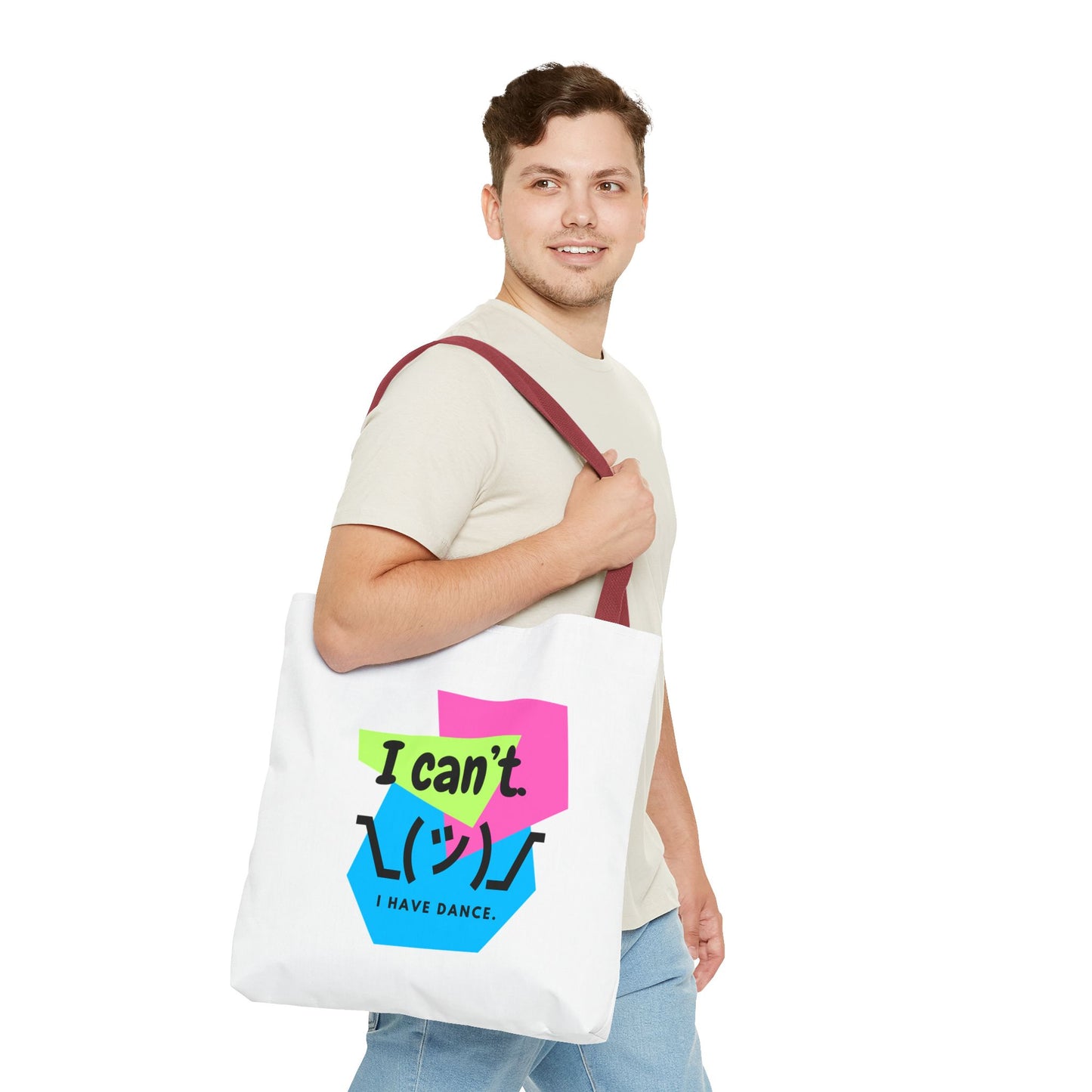 "I Can't. I Have Dance." – 80s Retro Emoji Canvas Tote Bag for Dancers | Funny Dance Quote Reusable Shoulder Bag