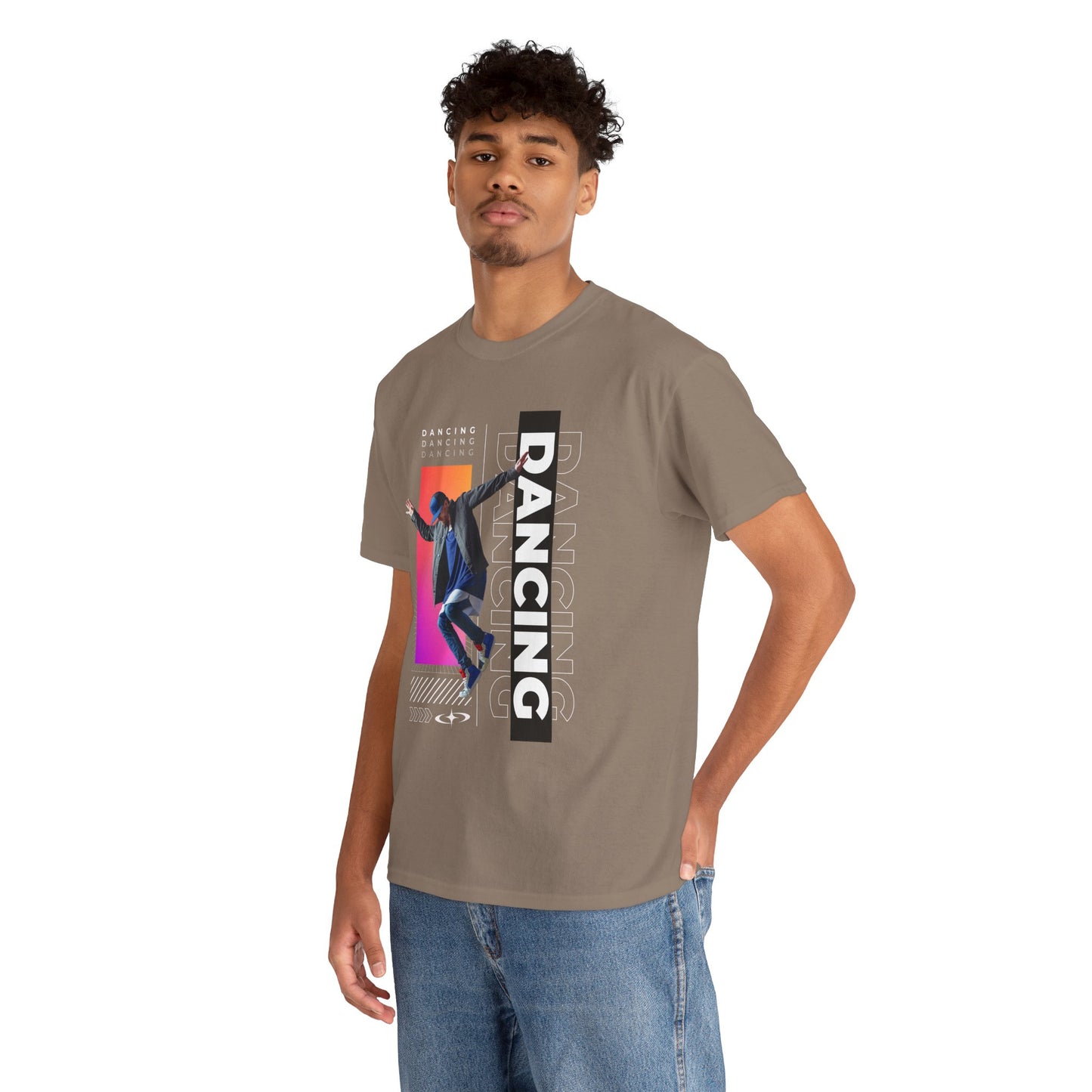 “Dancing” Streetwear-Inspired Male Dancer Unisex Heavy Cotton Tee – Urban Dance Graphic T-Shirt for Performers and Dance Lovers