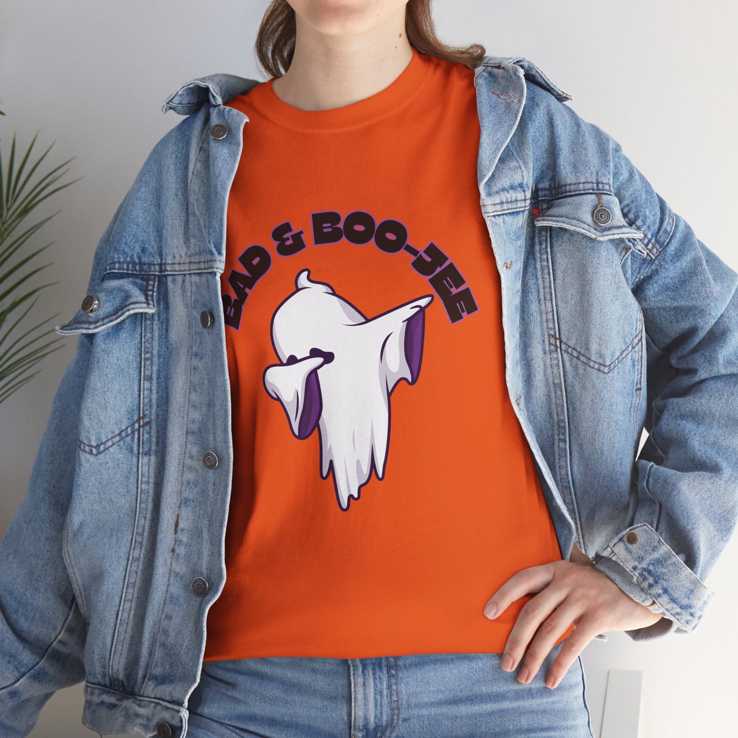 “Bad & Boo-jee” Funny Halloween Dance T-Shirt with Cute Ghost Dab Graphic - Unisex Heavy Cotton Tee