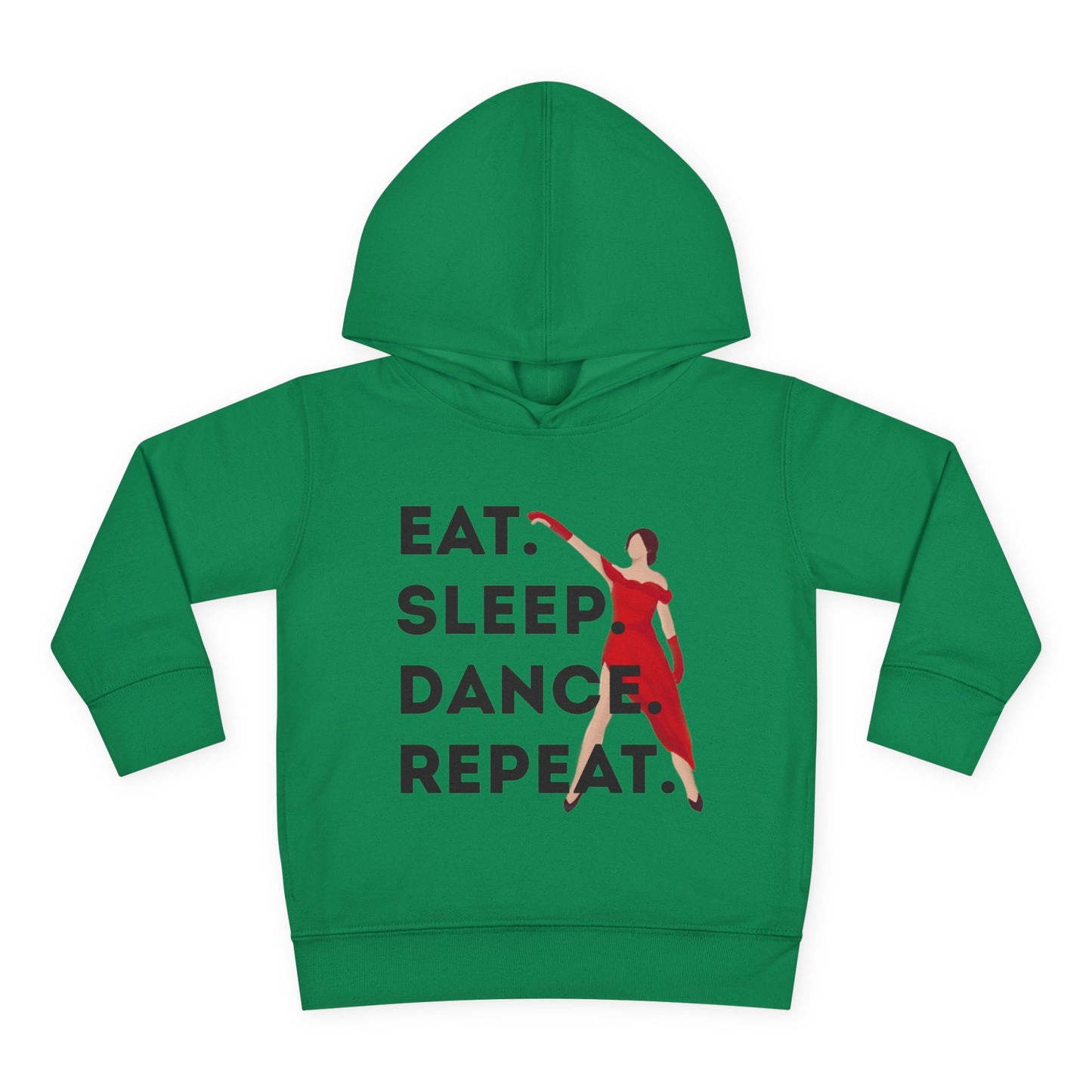 "Eat Sleep Dance Repeat" Toddler Dance Hoodie – Bold Dancer Graphic Fleece Pullover for Kids