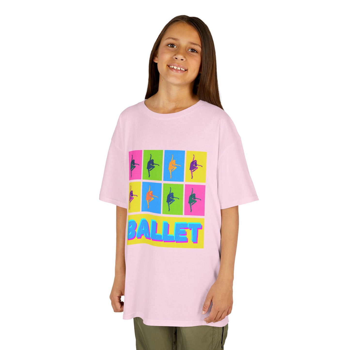 "Ballet" Youth Short Sleeve T-Shirt – Pop Art Inspired Design with Ballet Dancer Graphics – Dance Apparel for Kids