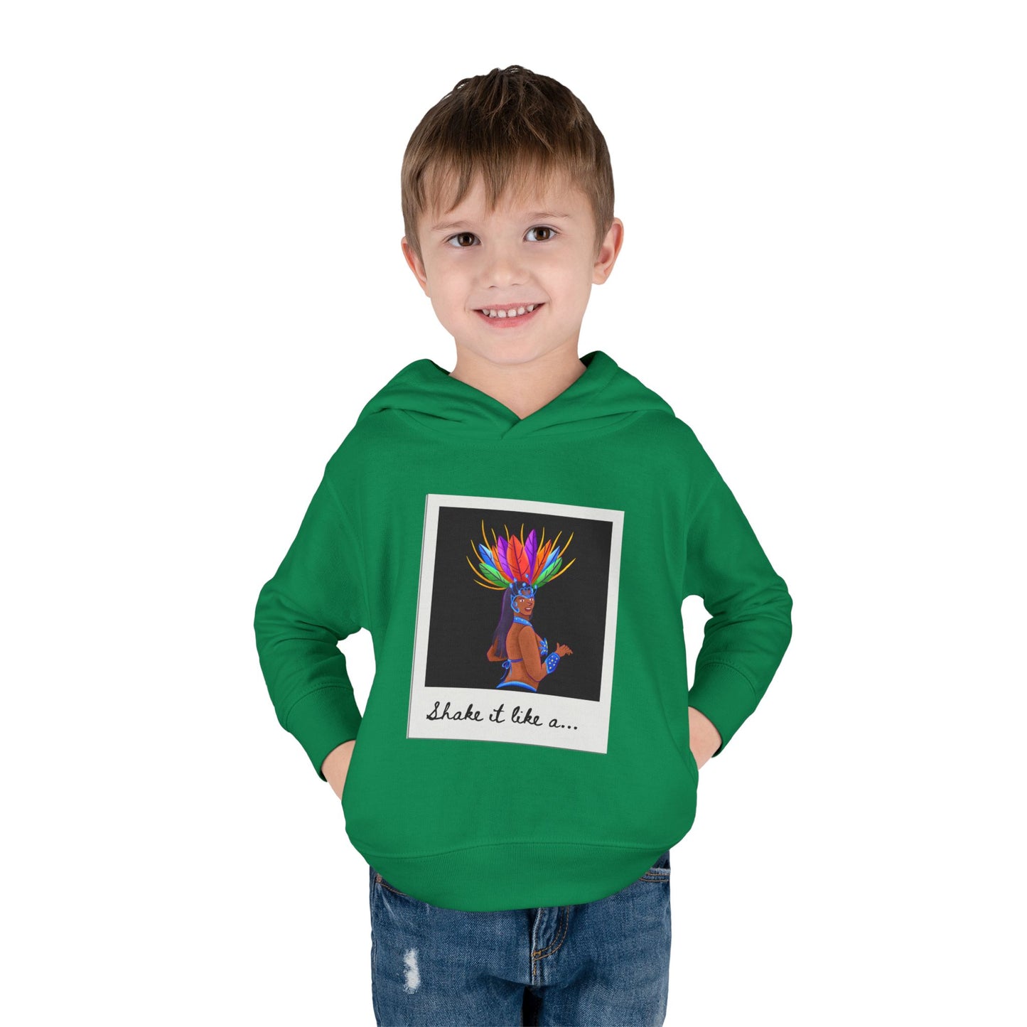 "Shake It Like a..." Toddler Pullover Hoodie – Carnival Samba Dancer Graphic Fleece Sweatshirt for Kids