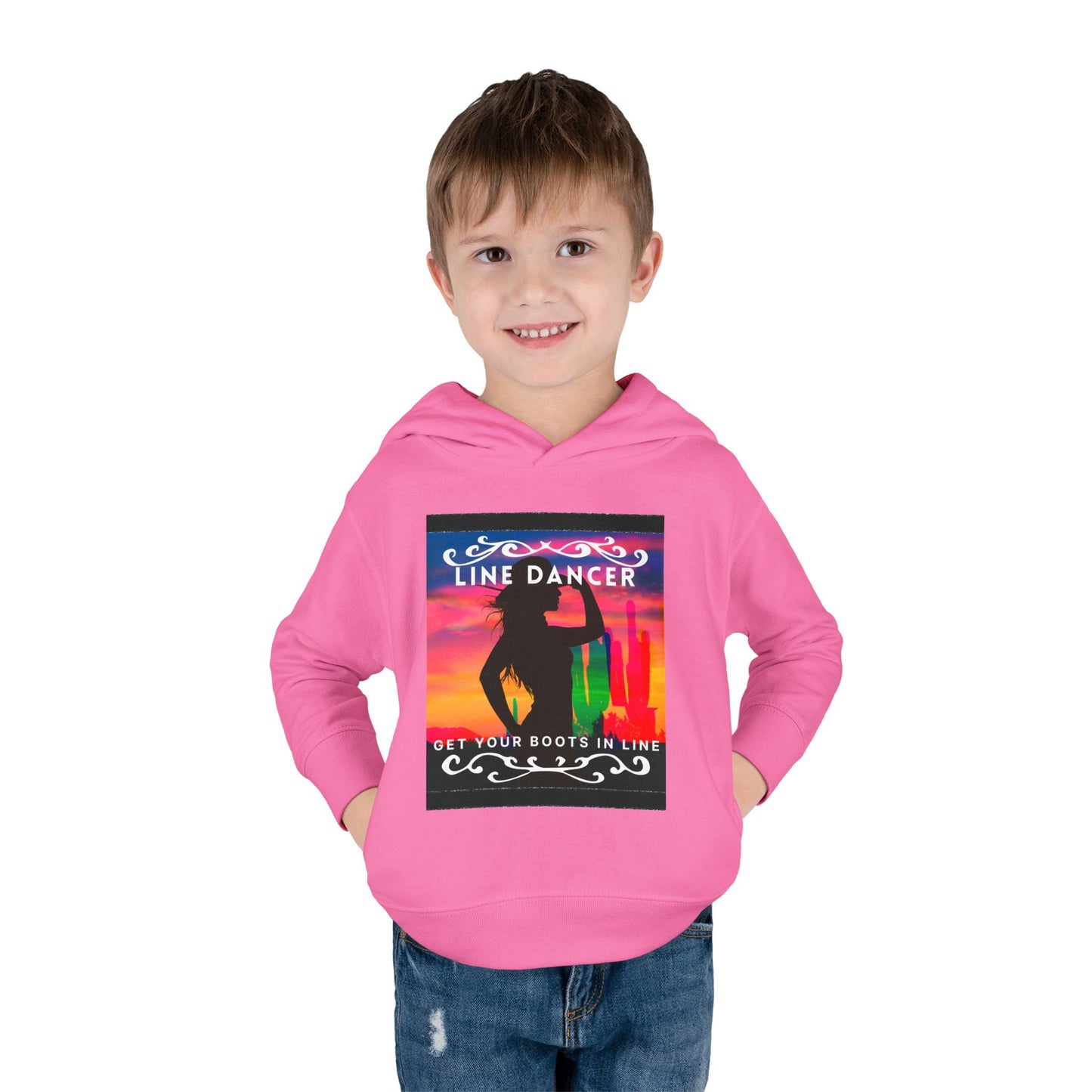 "Line Dancer, Get Your Boots in Line" Streetwear Dance Graphic – Toddler Pullover Hoodie