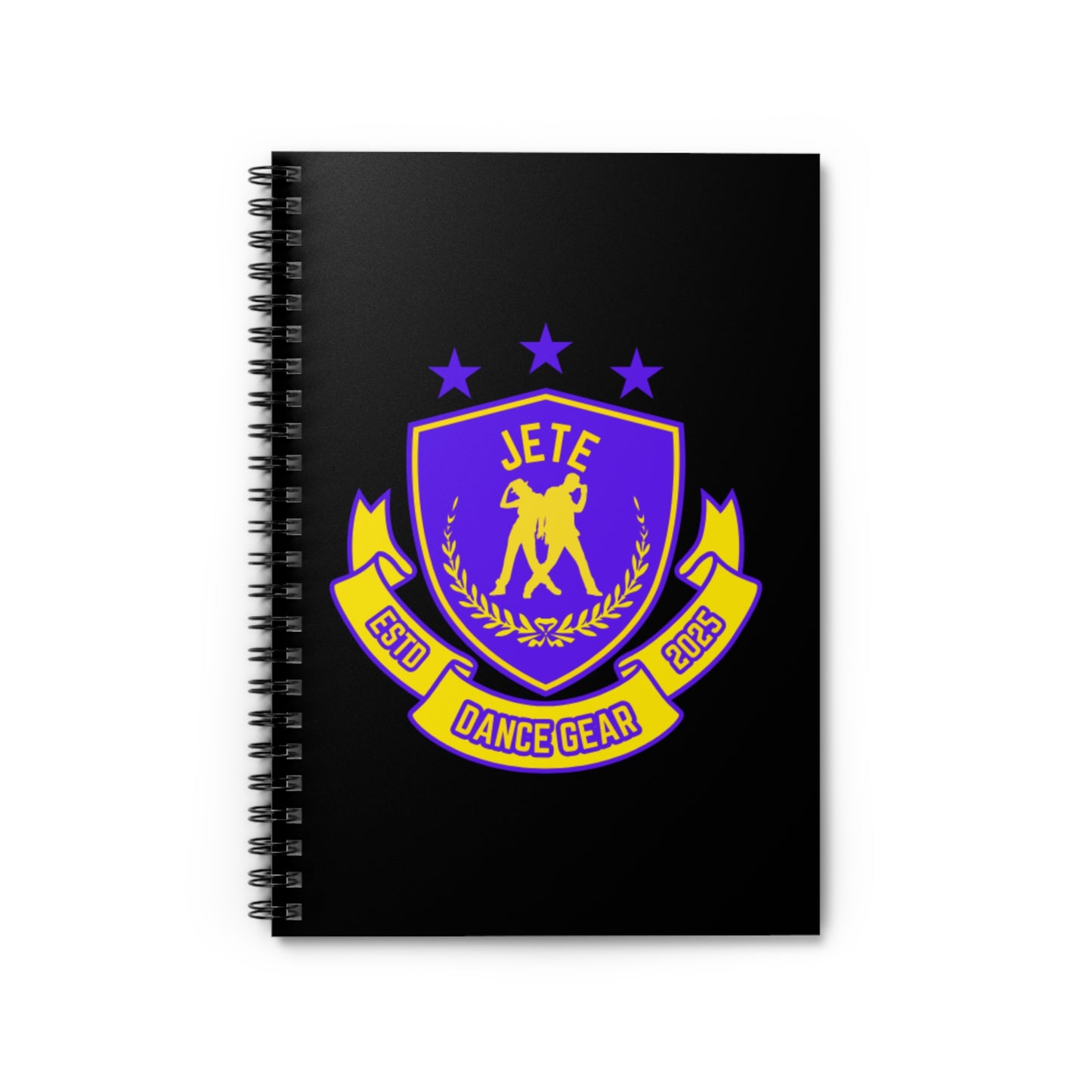 "Jeté Dance Gear" Spiral Notebook – Collegiate-Inspired Dance Journal with Colorful Graphic for Dancers, Students & Choreographers