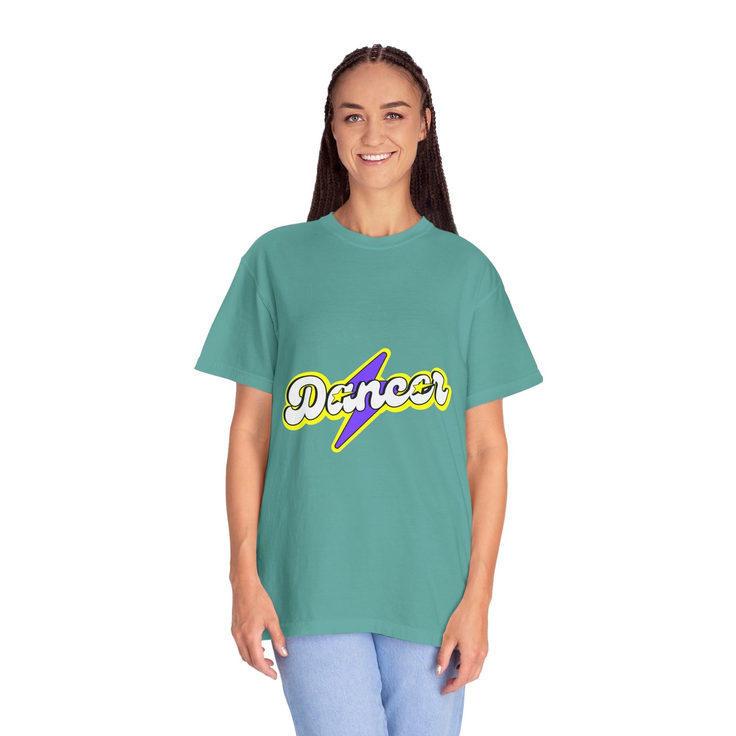 "Dancer" Unisex Garment-Dyed T-Shirt – Superhero-Style Bold Graphic Tee – Dance Power Shirt for Performers & Movers
