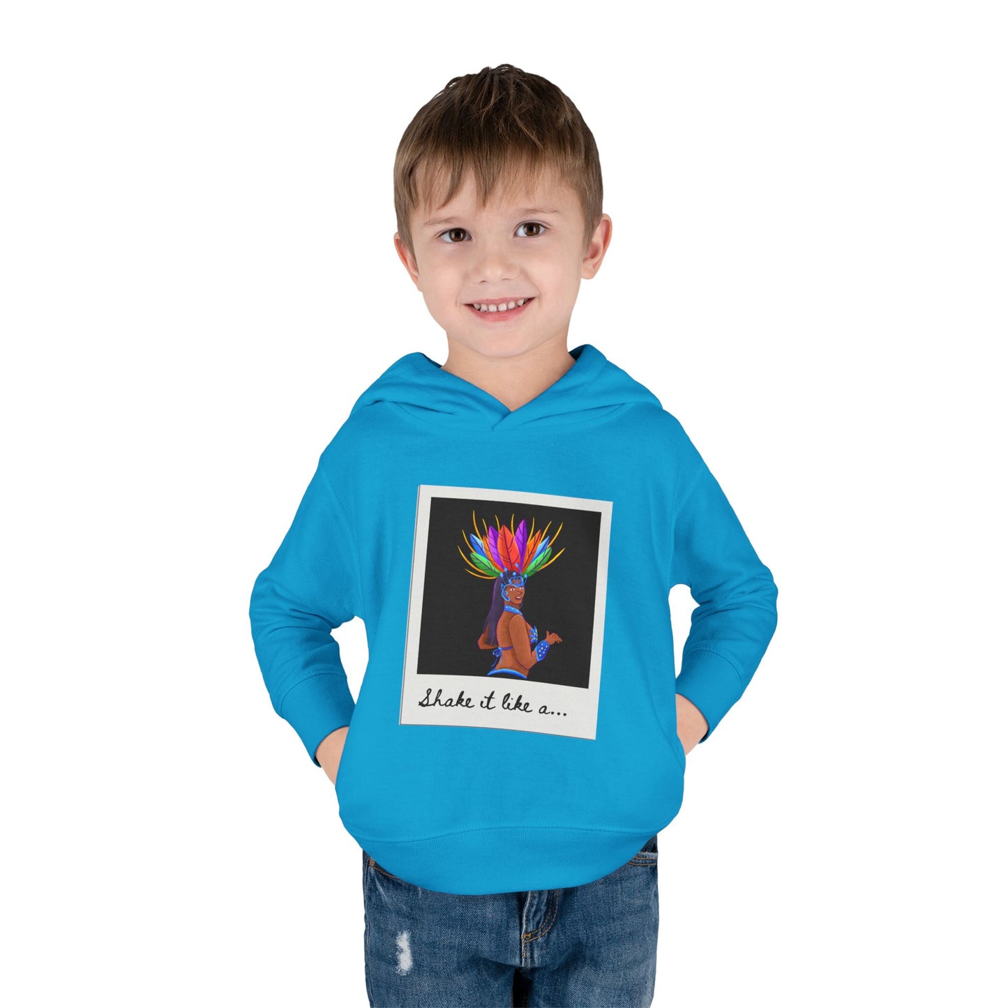 "Shake It Like a..." Toddler Pullover Hoodie – Carnival Samba Dancer Graphic Fleece Sweatshirt for Kids