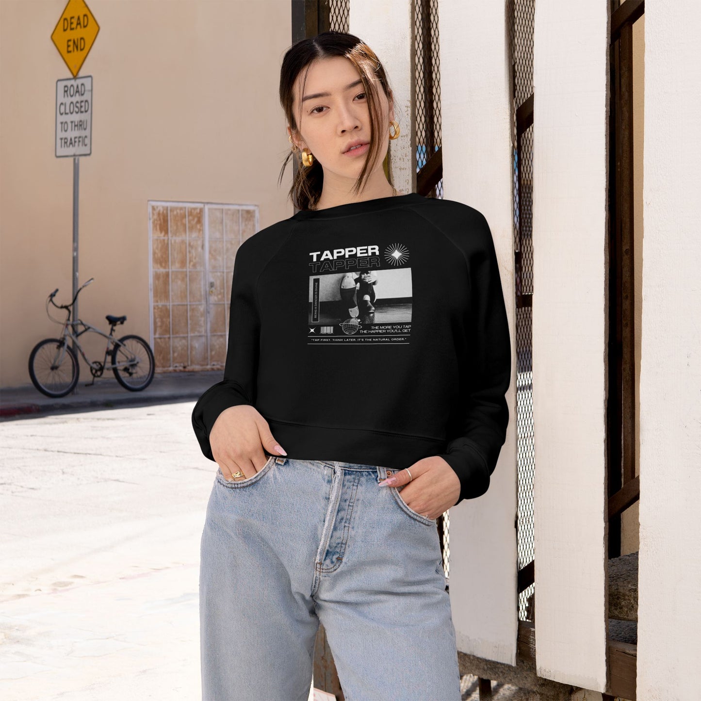 “Tapper” Tap Shoes Streetwear Graphic | Tap Dance Sweatshirt for Dancers & Enthusiasts - Women’s Cropped Sweatshirt