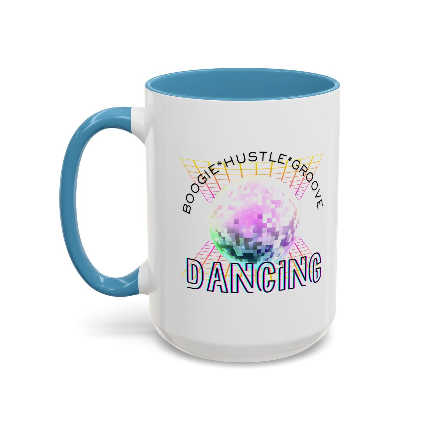 "Boogie, Hustle, Groove - Dancing" Disco Accent Coffee Mug – Fun Retro Dance Gift for Coffee Lovers