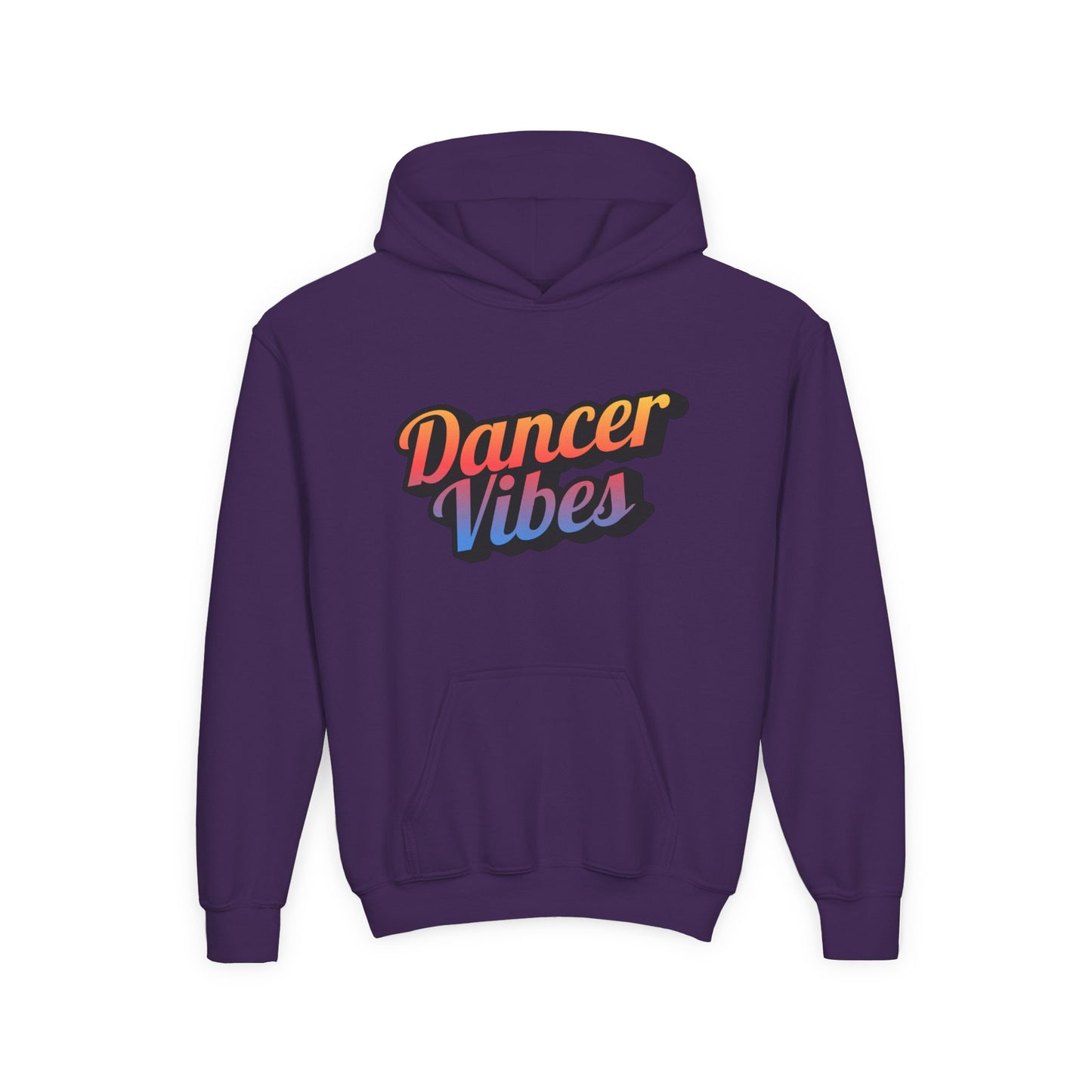 "Dancer Vibes" Youth Hooded Sweatshirt – Retro Text-Based Dance Graphic Hoodie for Kids and Teens