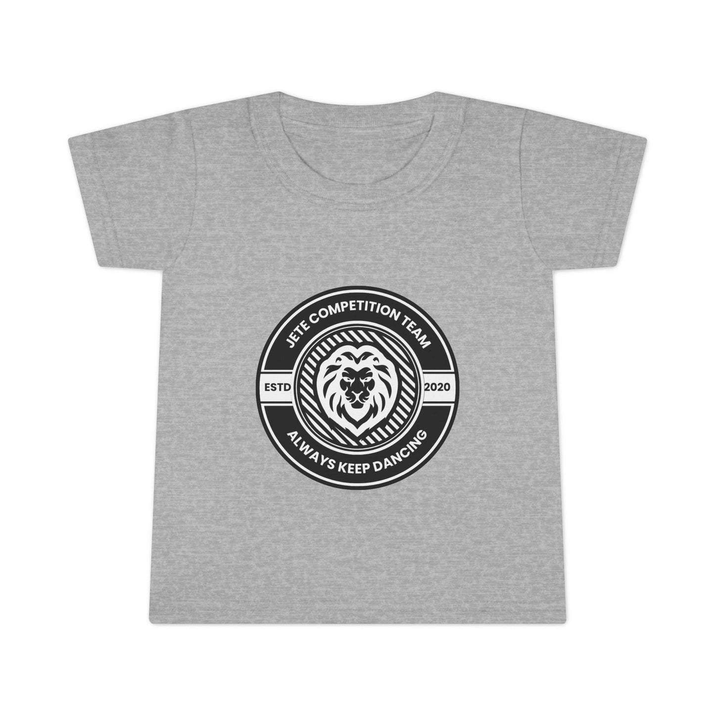 "Jeté Competition Team – Always Keep Dancing" Toddler Dance T-Shirt – Collegiate-Inspired Emblem Graphic Short Sleeve Tee for Kids